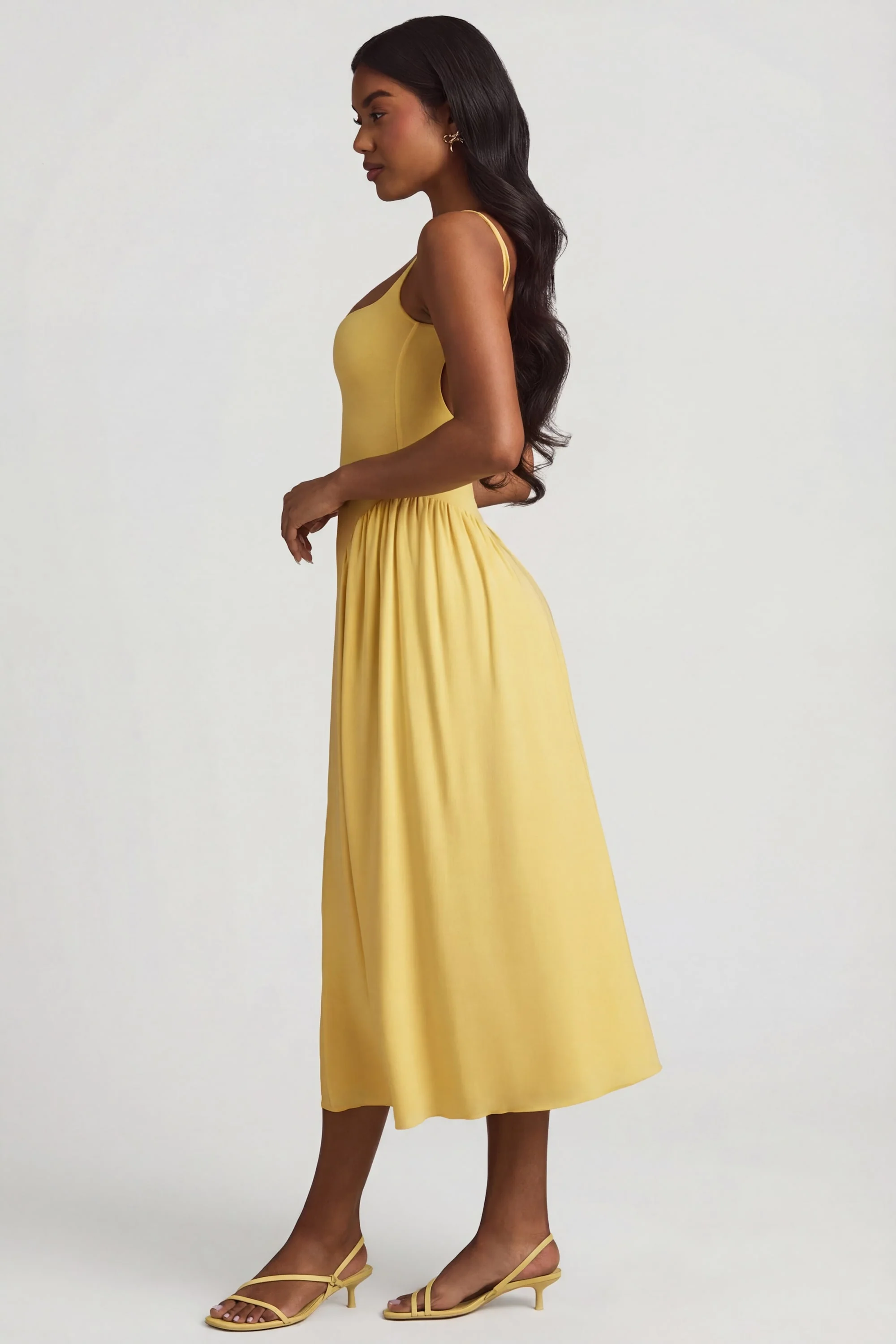 Modal A-Line Midaxi Dress in Pastel Yellow - Image 3