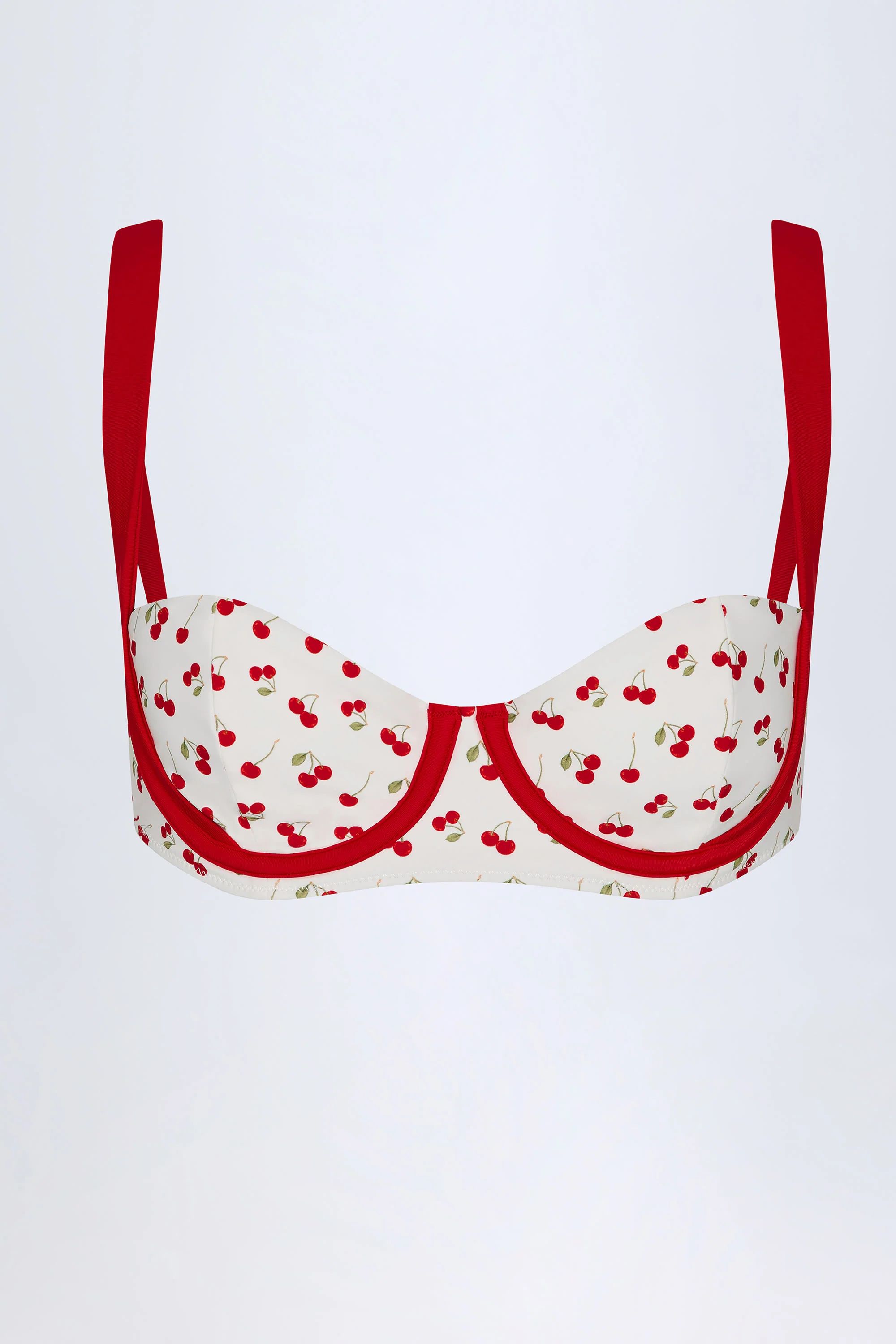 Contrast Underwired Balconette Bikini Top in Cherry Print - Image 10