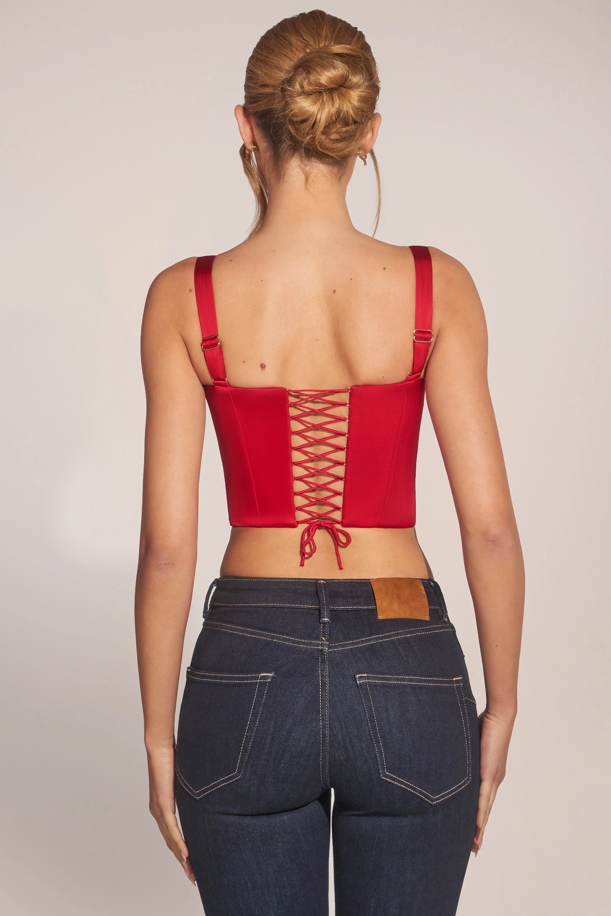 Sweetheart-Neck Lace-Up Corset Top in Cherry - Image 6