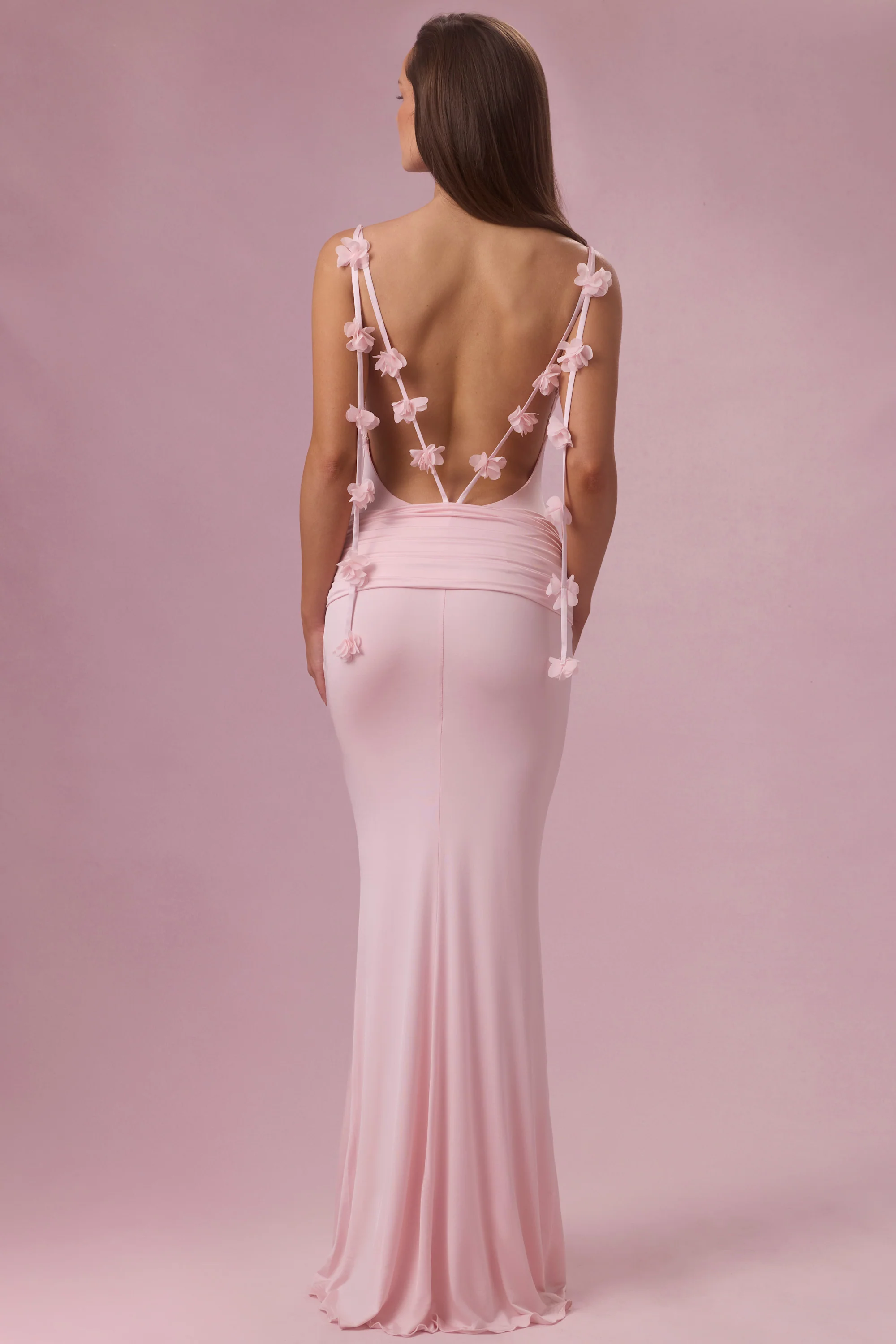 Jersey Draped Gown in Blush - Image 6