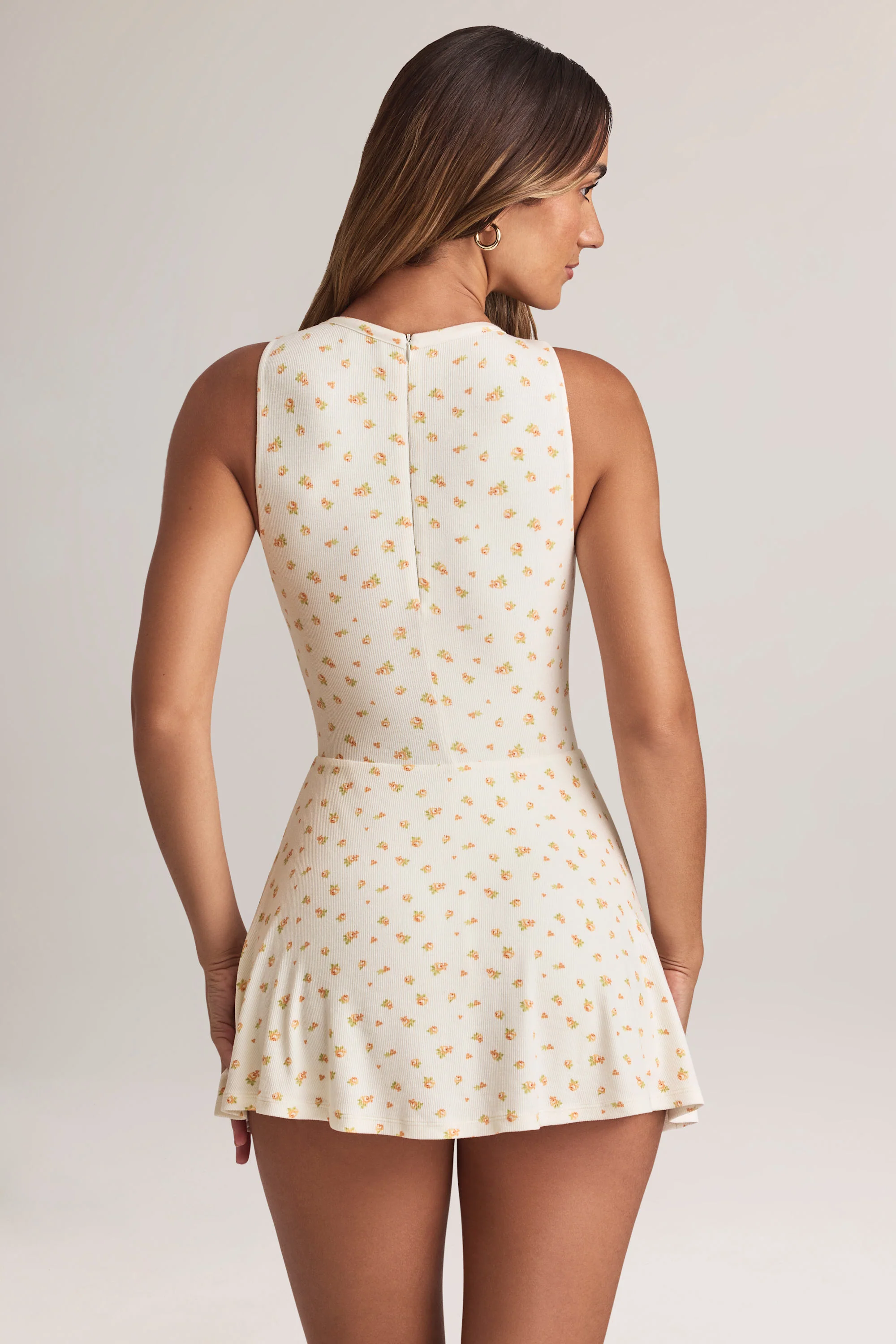 Modal Button-Detail A-Line Mini Dress in Floral Print - Image 3