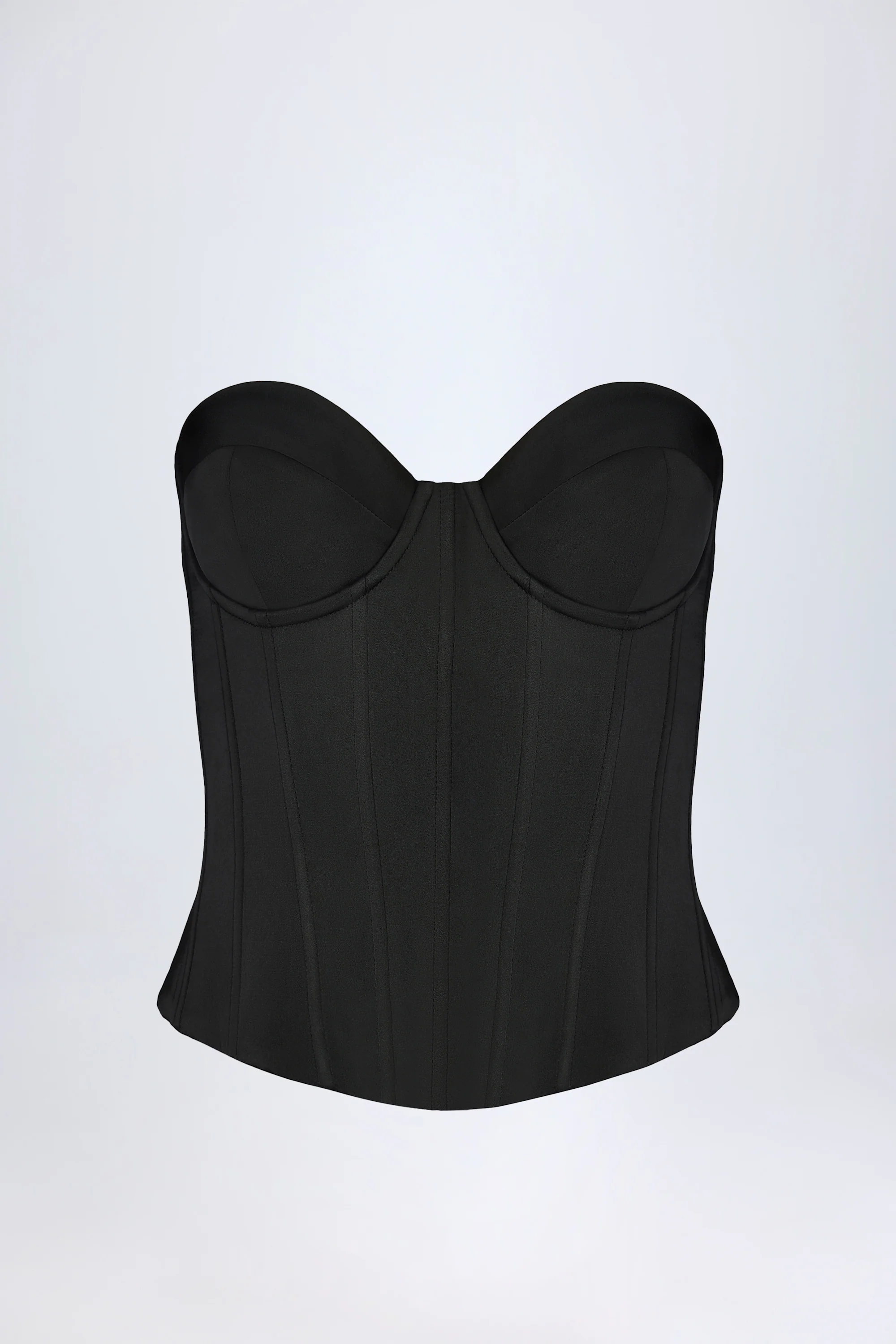 Satin Lace-Up Corset Top in Black - Image 5