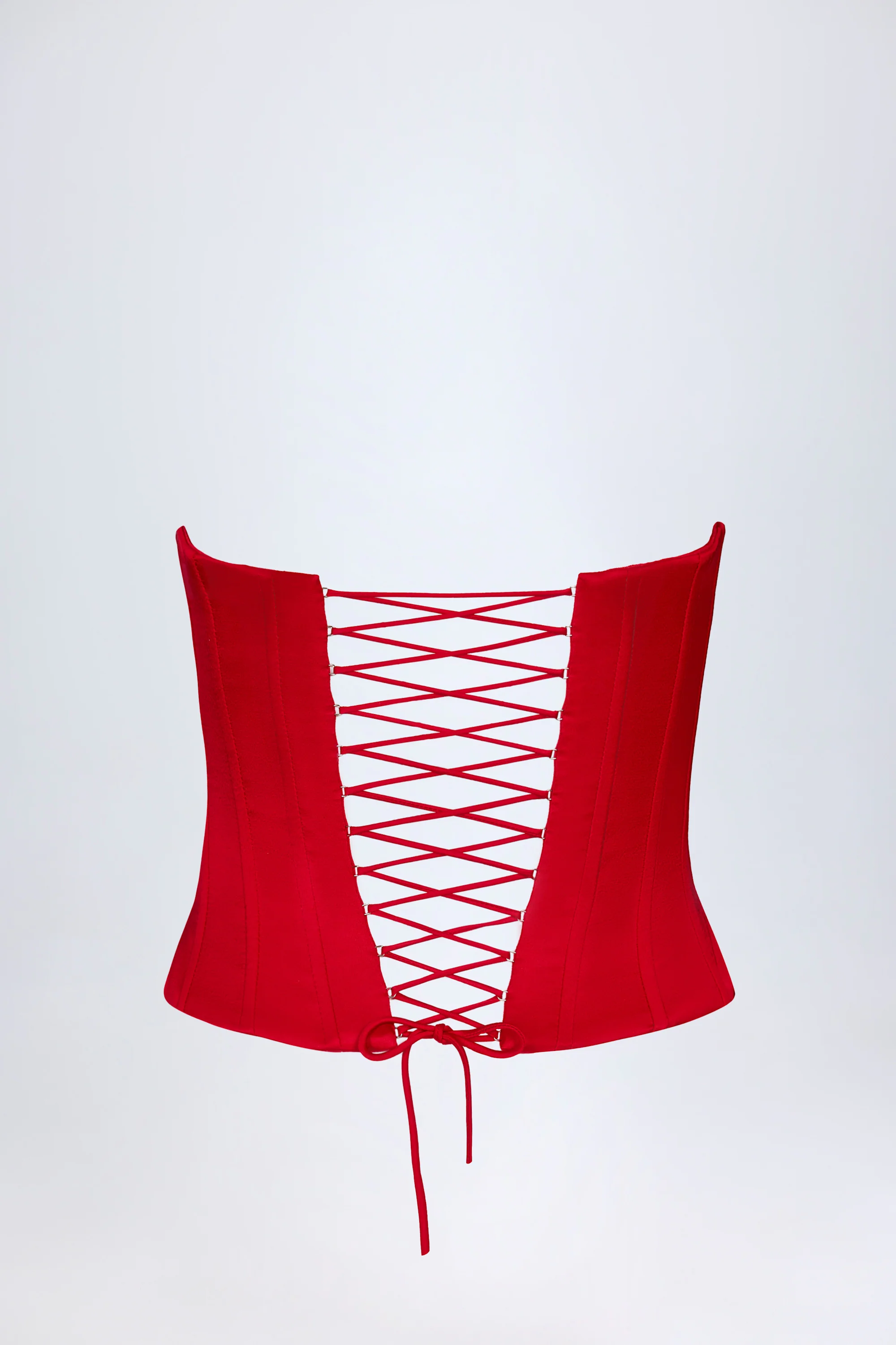 Lace-Up Corset Top in Fire Red - Image 6