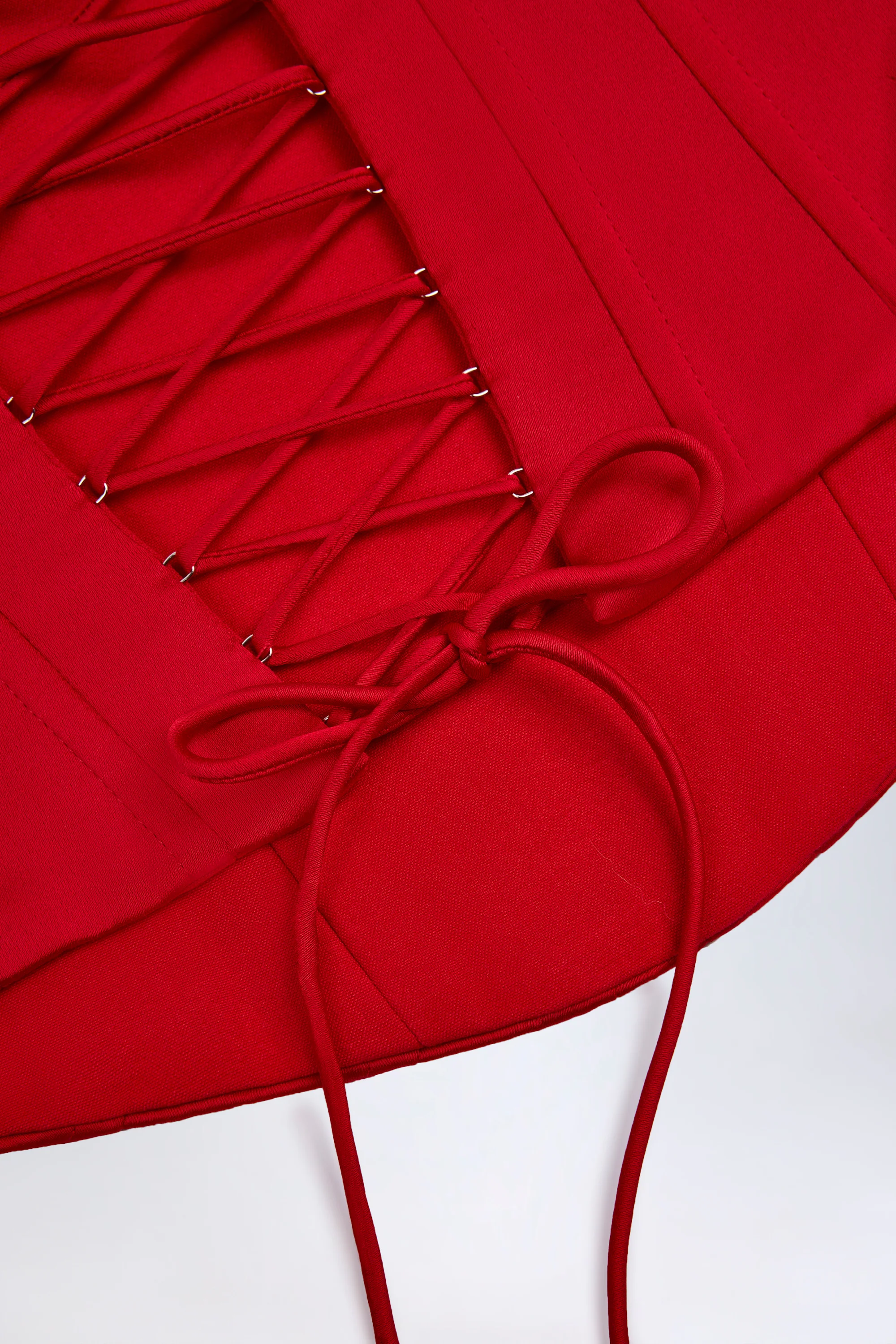 Lace-Up Corset Top in Fire Red - Image 7