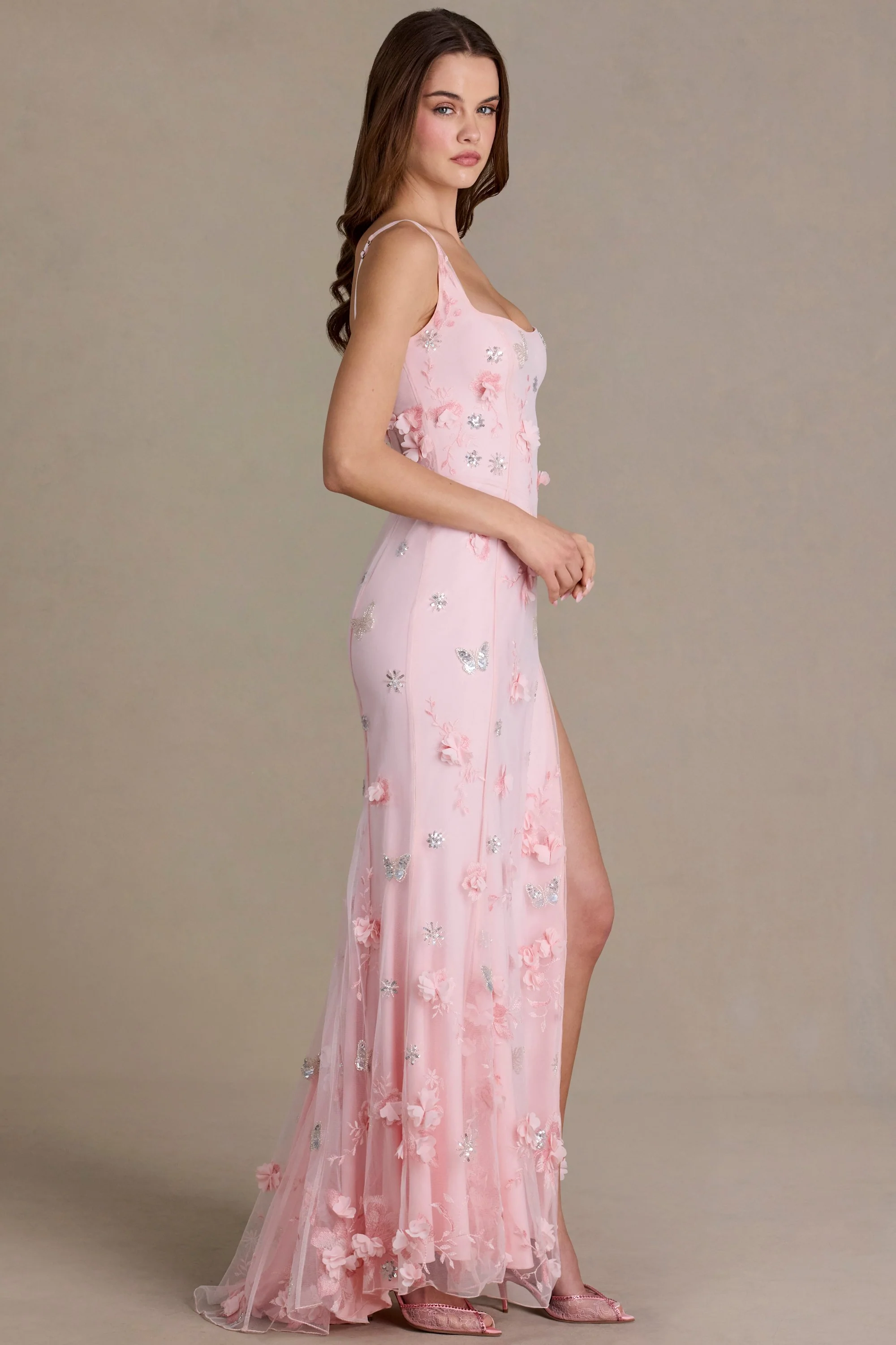 Embellished Corset Gown in Baby Pink - Image 8