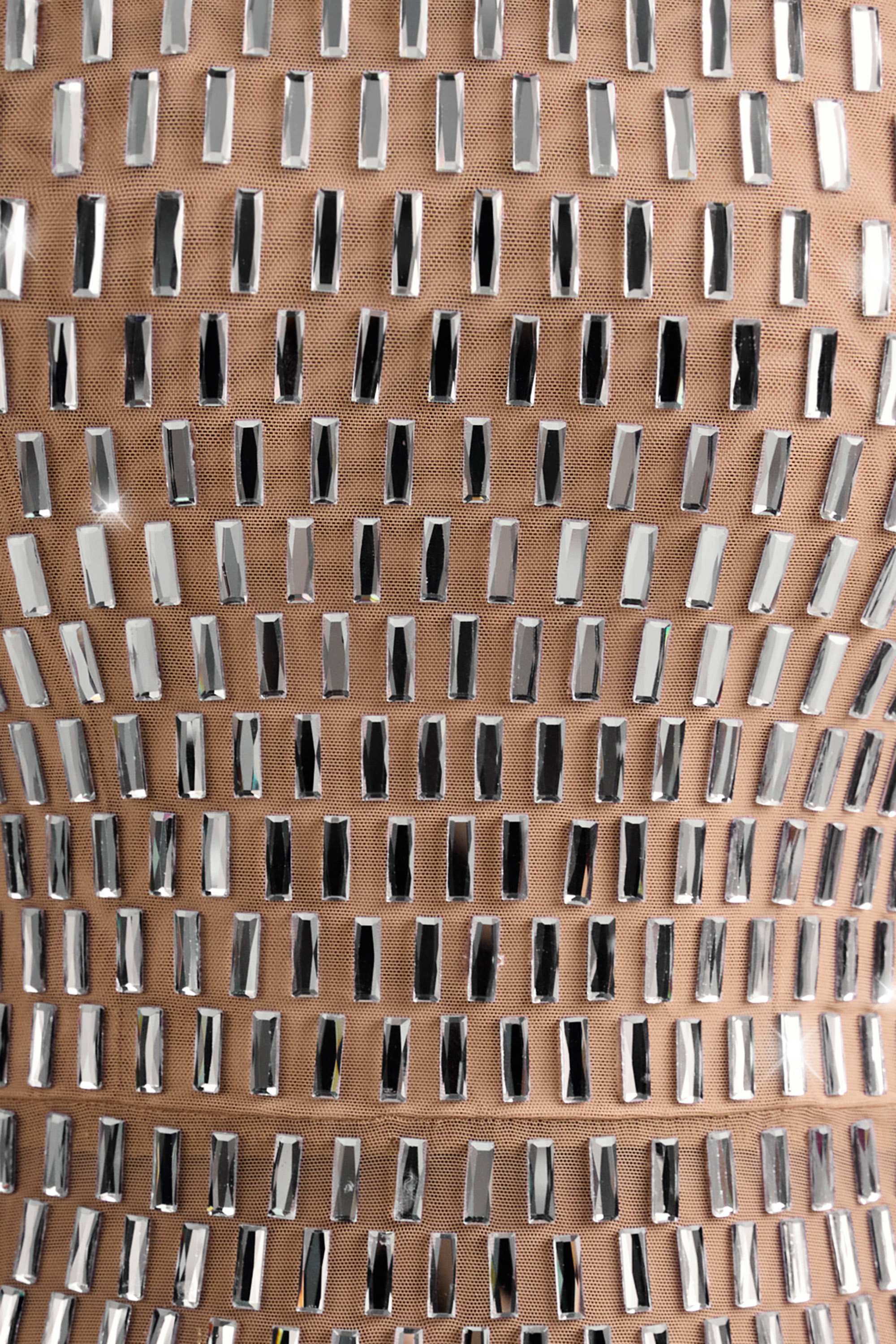 Embellished Bandeau Mini Dress in Almond - Image 6