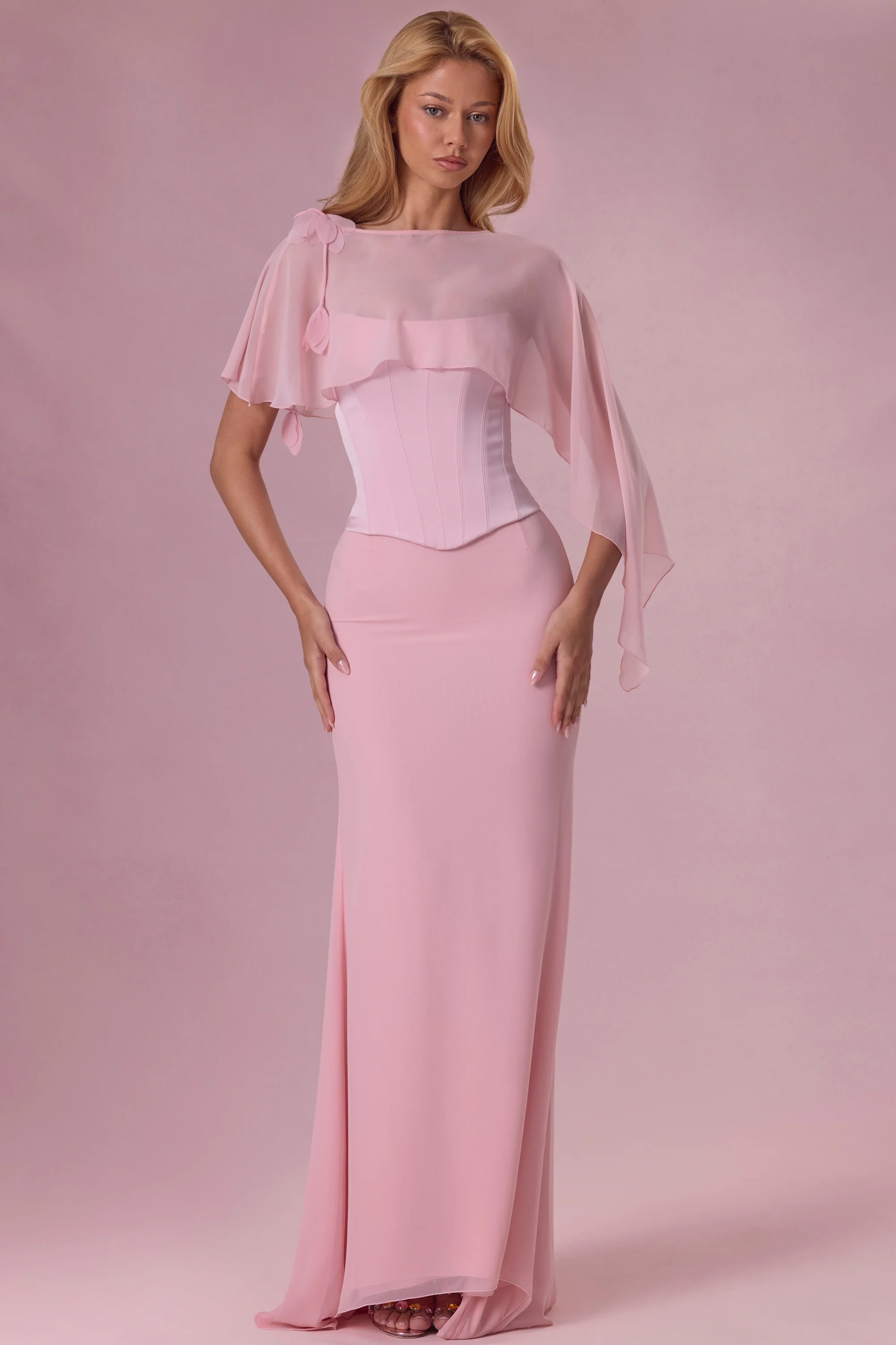 Satin Corset Bridesmaid Dress in Blush - Image 5