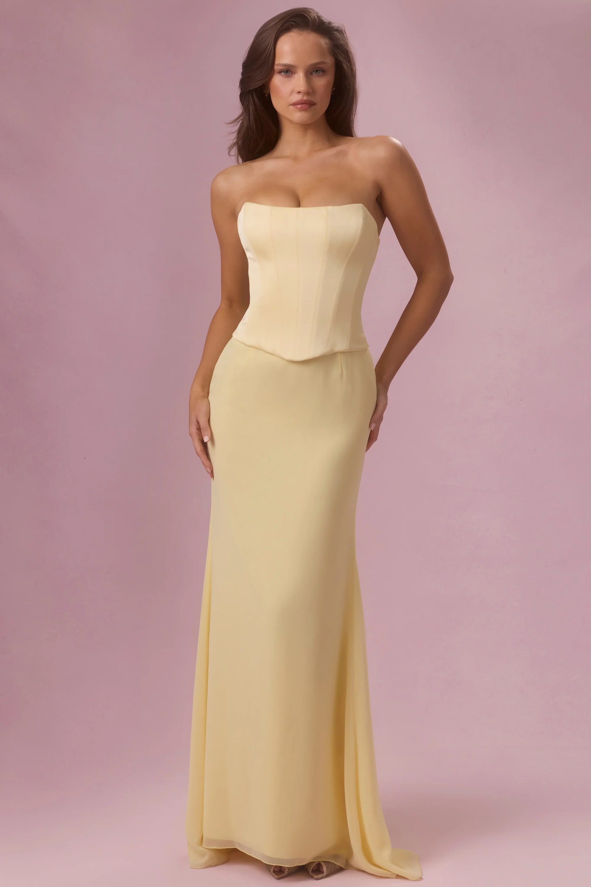 Satin Corset Bridesmaid Dress in Butter Yellow - Image 7
