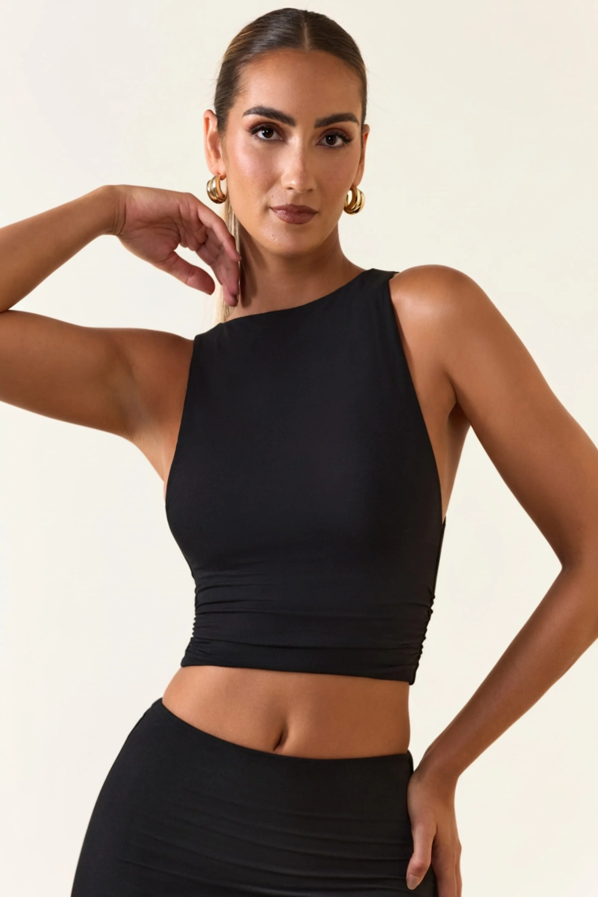 Modal Boat-Neck Tank Top in Black - Image 5