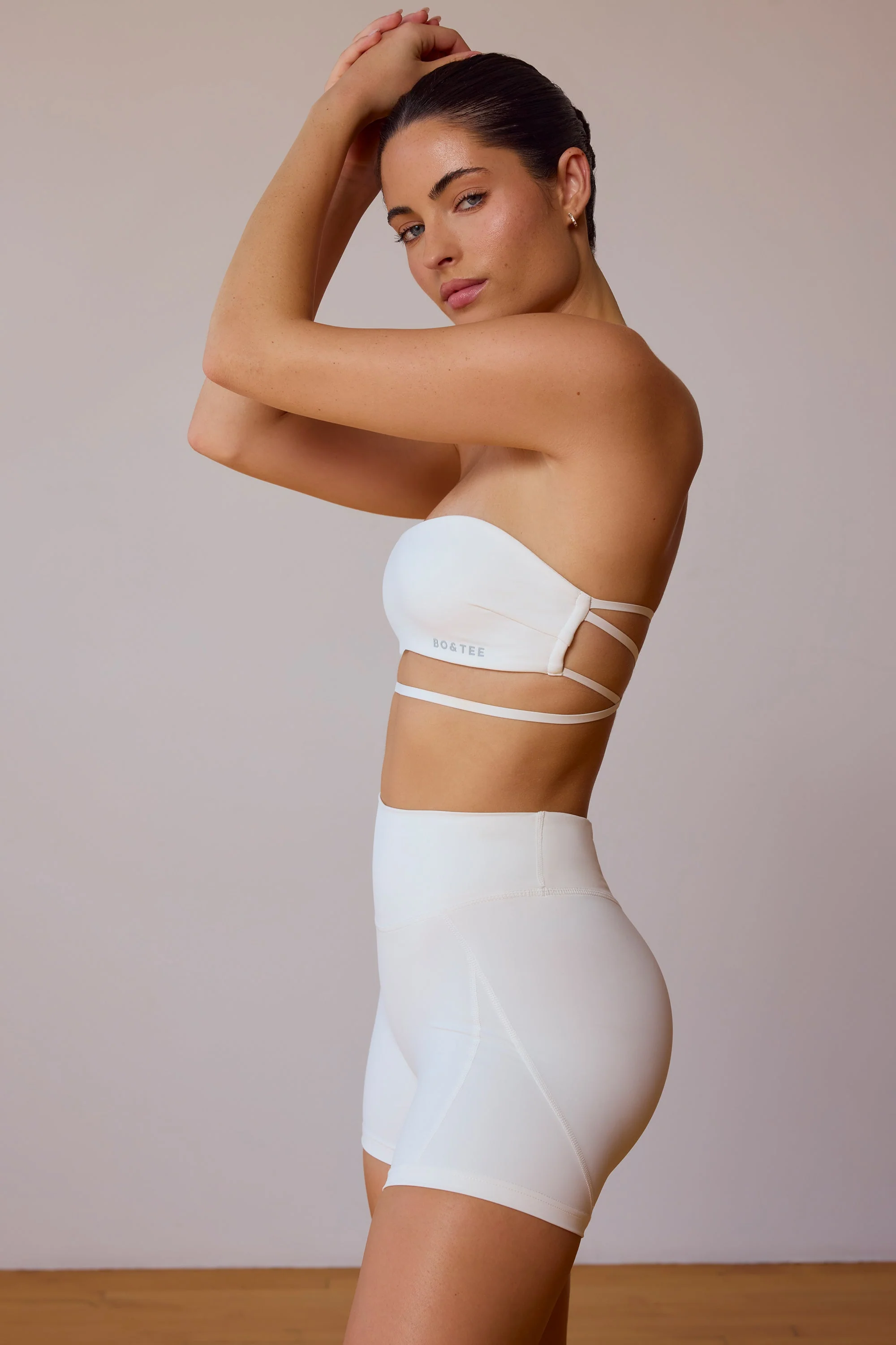 Cross-Back Bandeau Bra in Soft White - Image 3