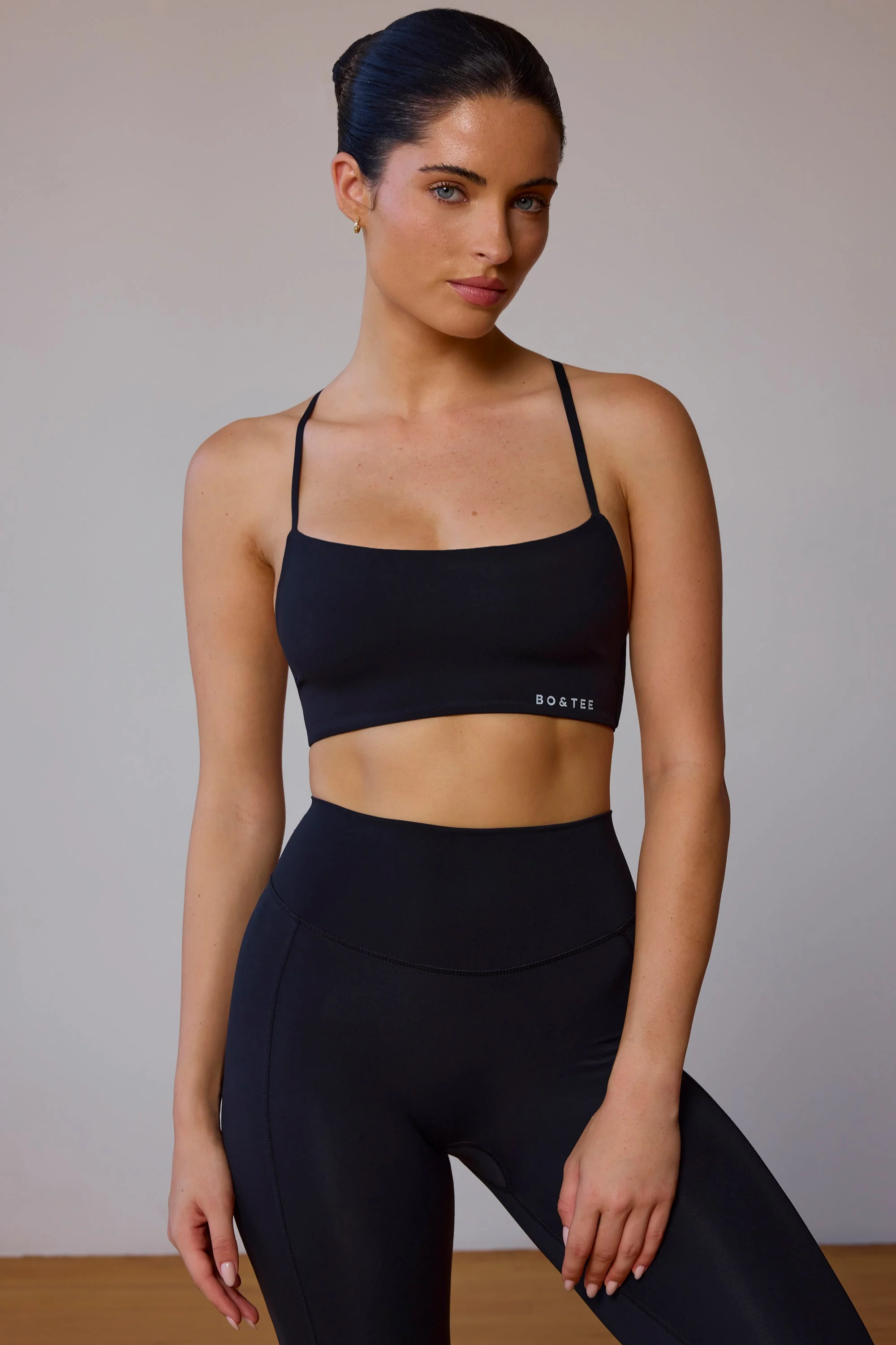 Cross-Back Sports Bra in Black - Image 2