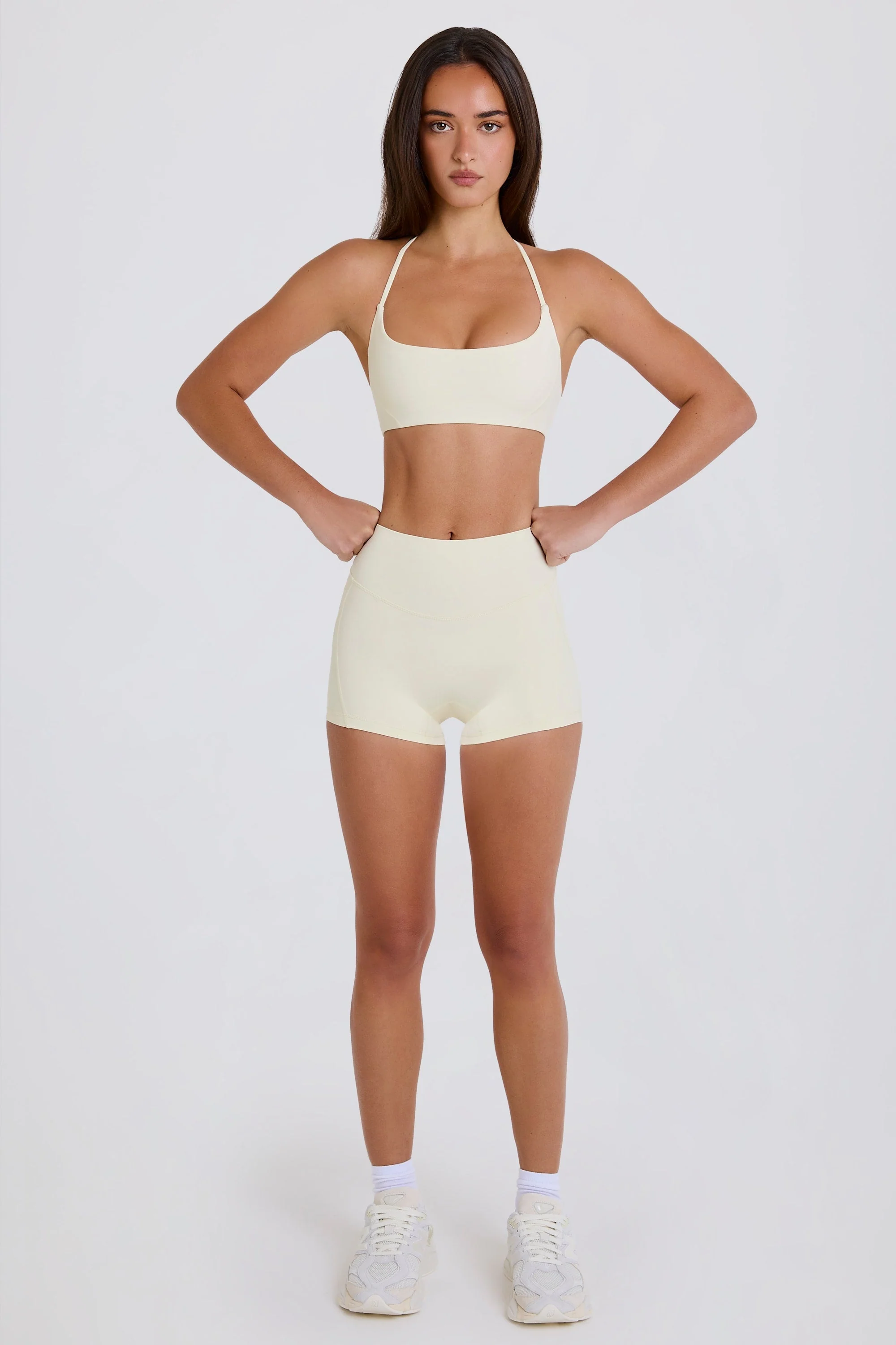 High-Waist Mini Shorts in Cream - Image 2