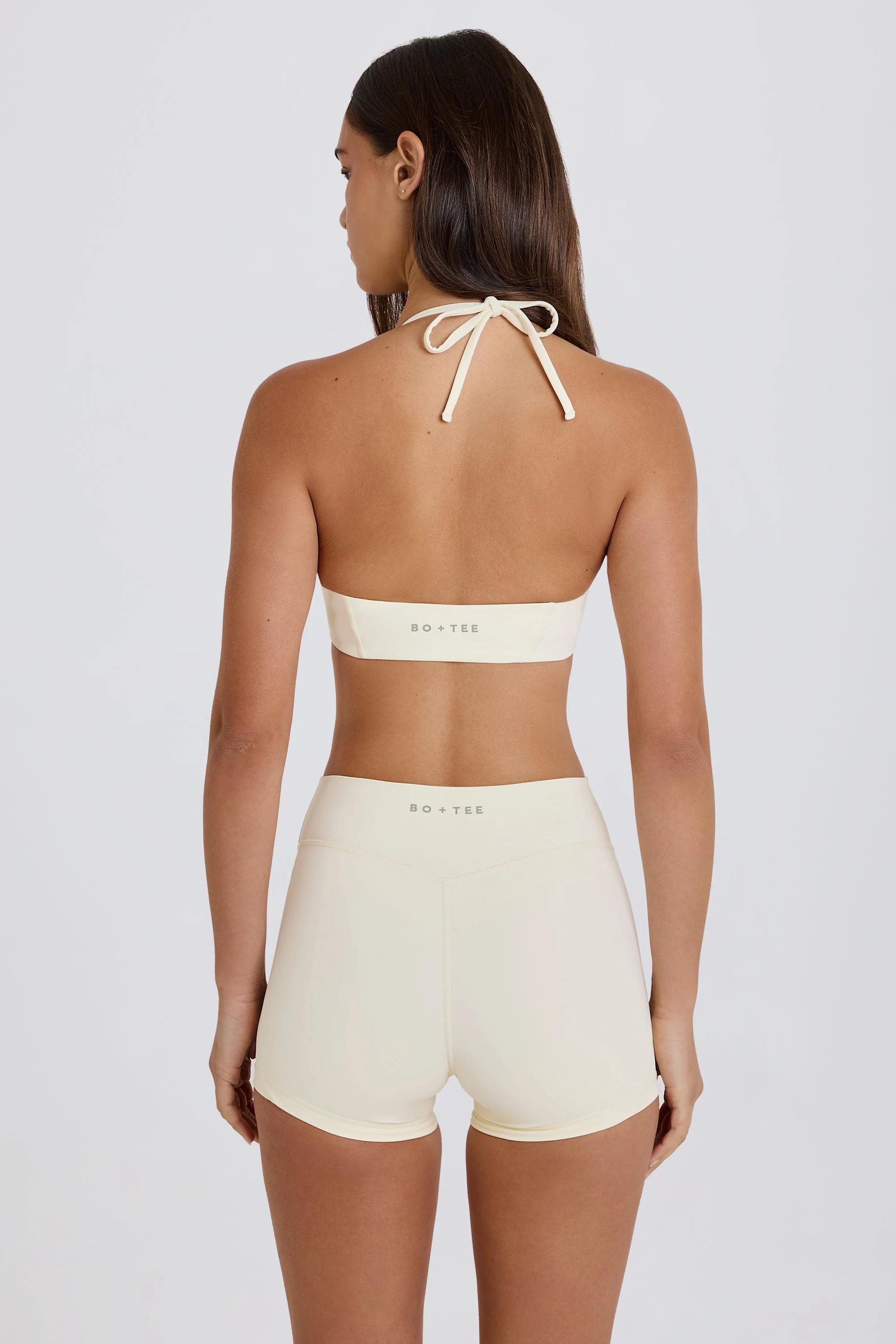 High-Waist Mini Shorts in Cream - Image 4