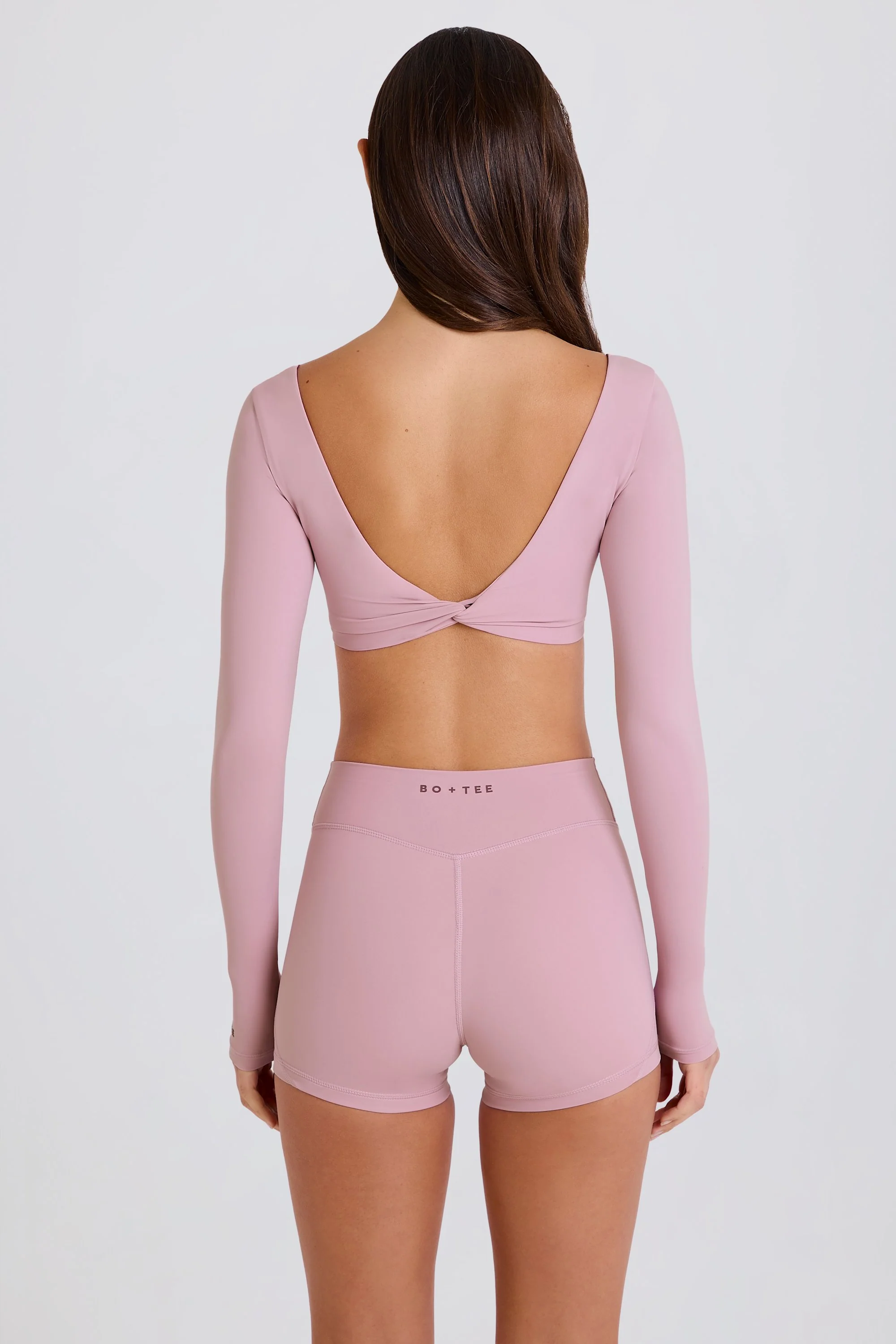 High-Waist Mini Shorts in Mauve - Image 4