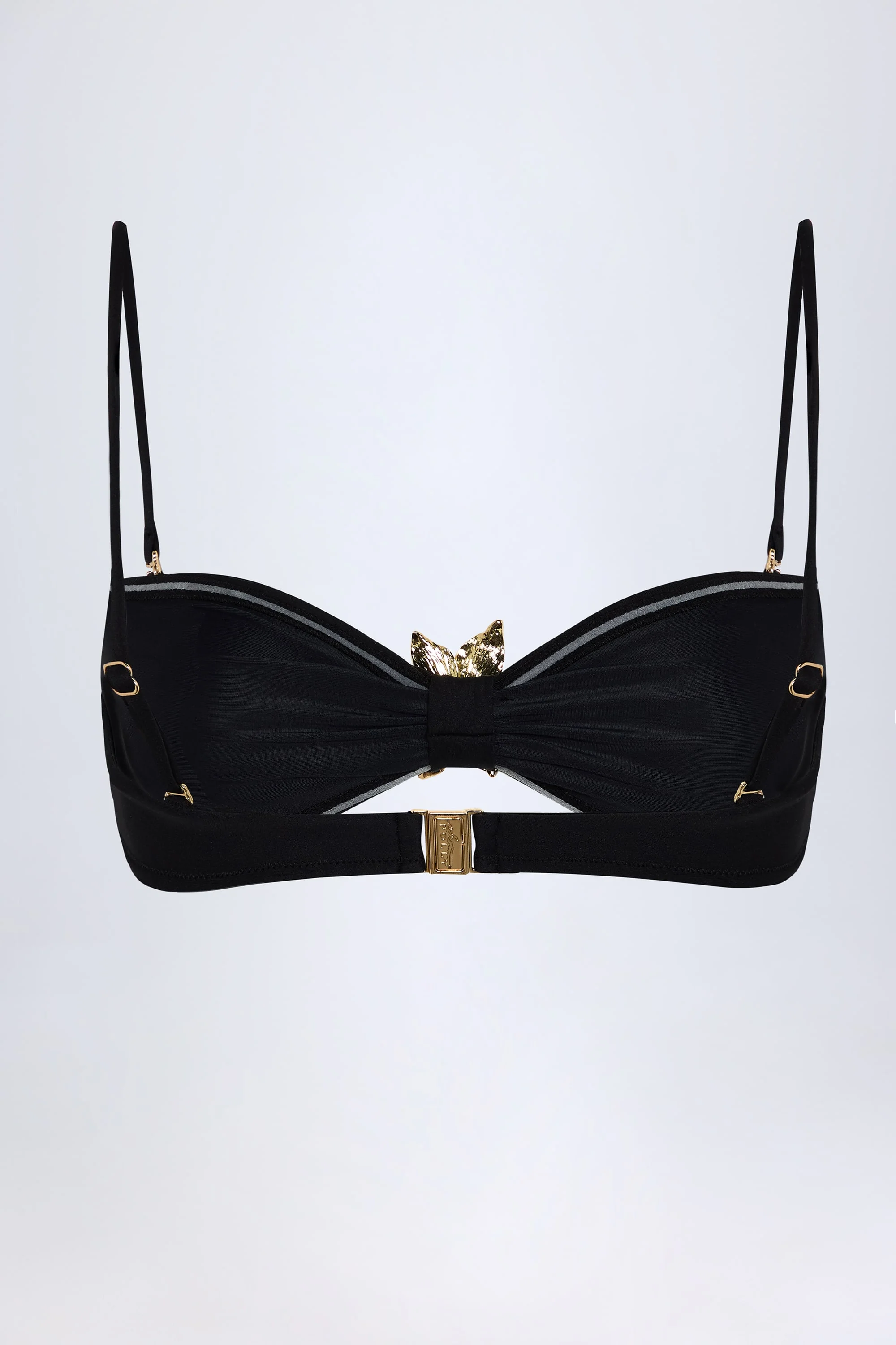 Hardware-Detail Halterneck Bikini Top in Black - Image 4
