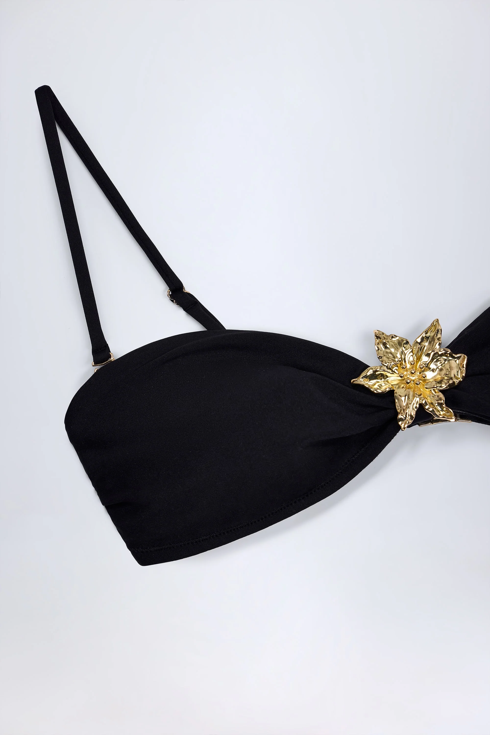Hardware-Detail Halterneck Bikini Top in Black - Image 6