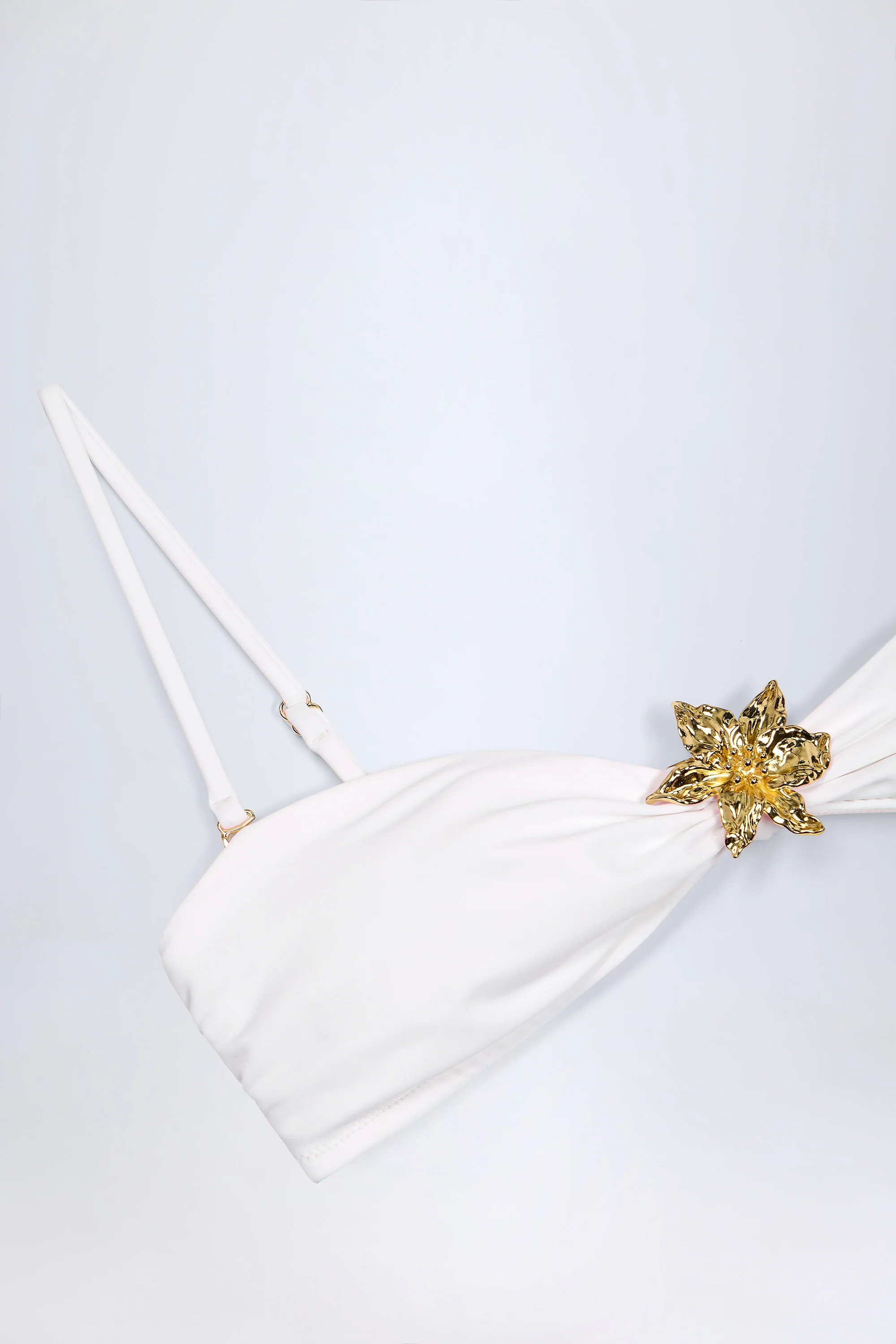 Hardware-Detail Halterneck Bikini Top in White - Image 5