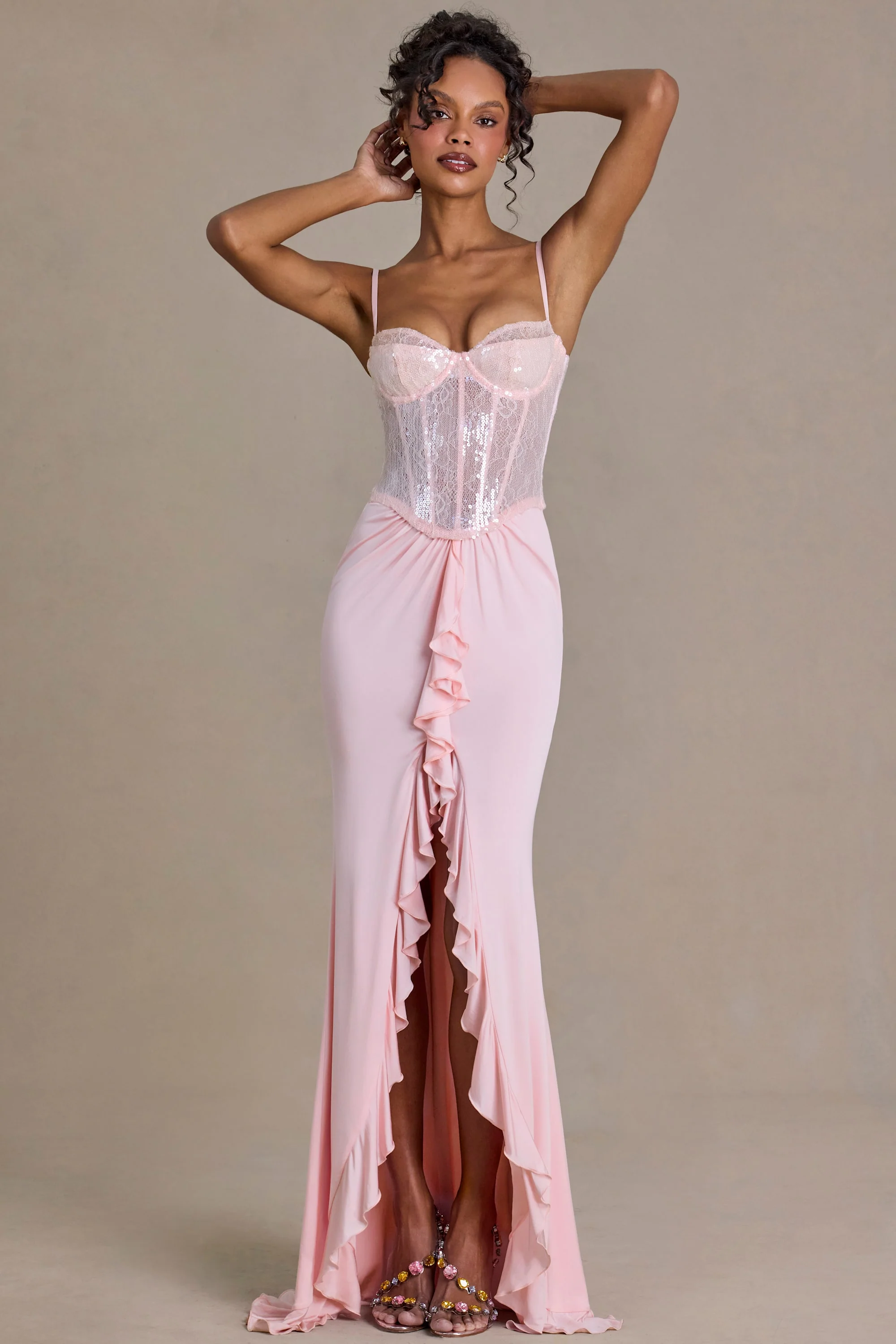 Embellished Lace Corset Gown in Blossom - Image 5