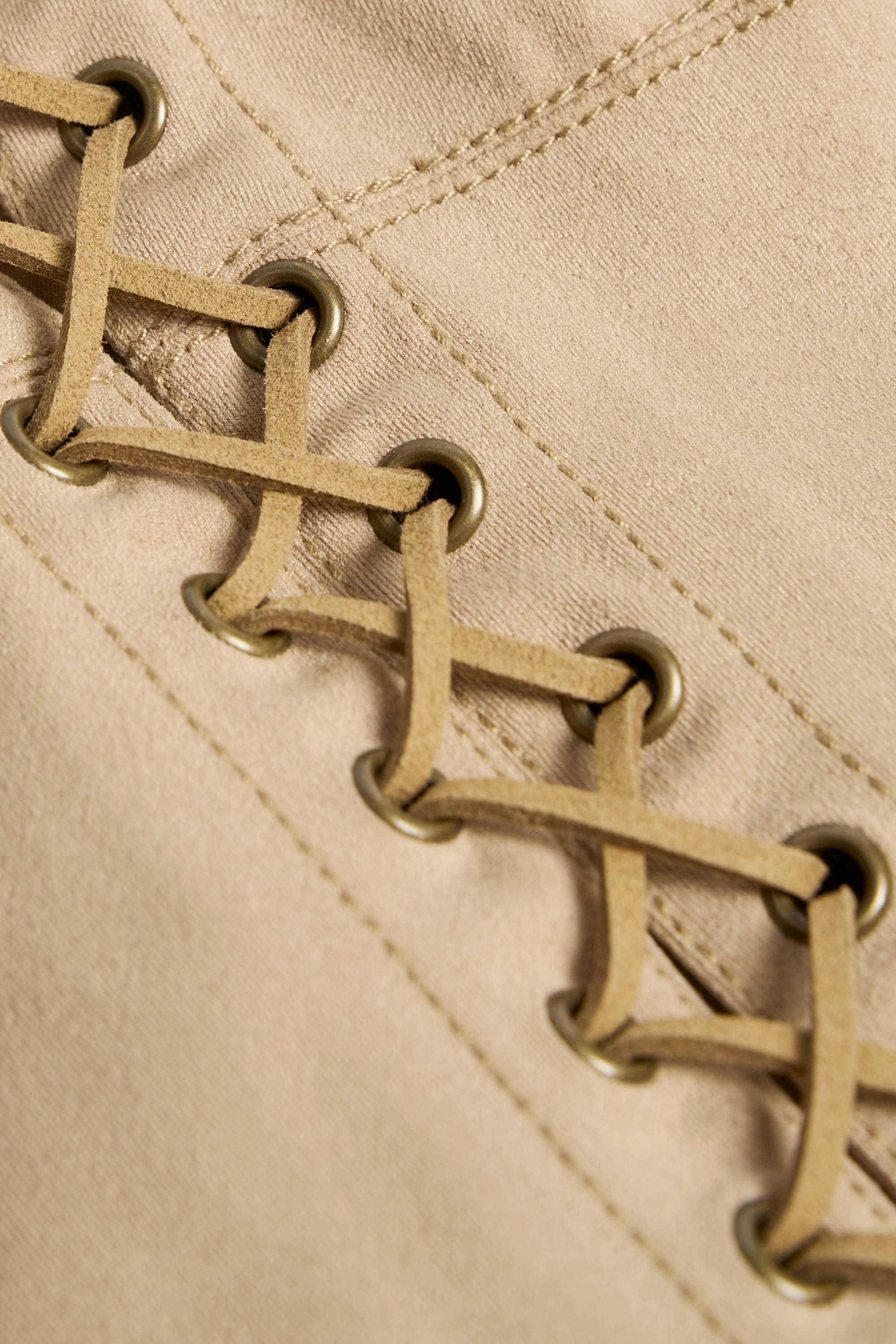Lace-Up Top in Tan - Image 5