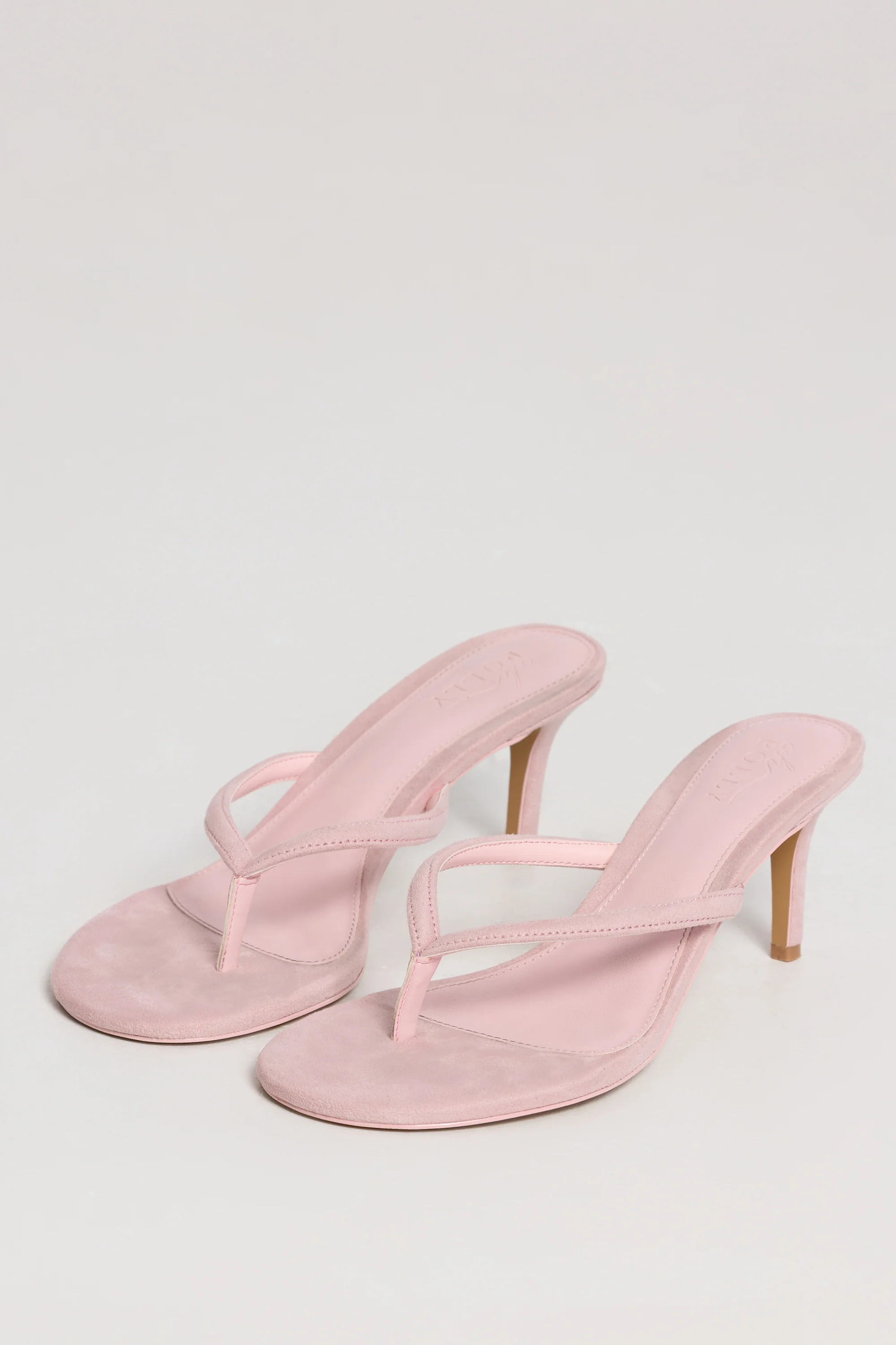 Heeled Thong Sandals in Pink