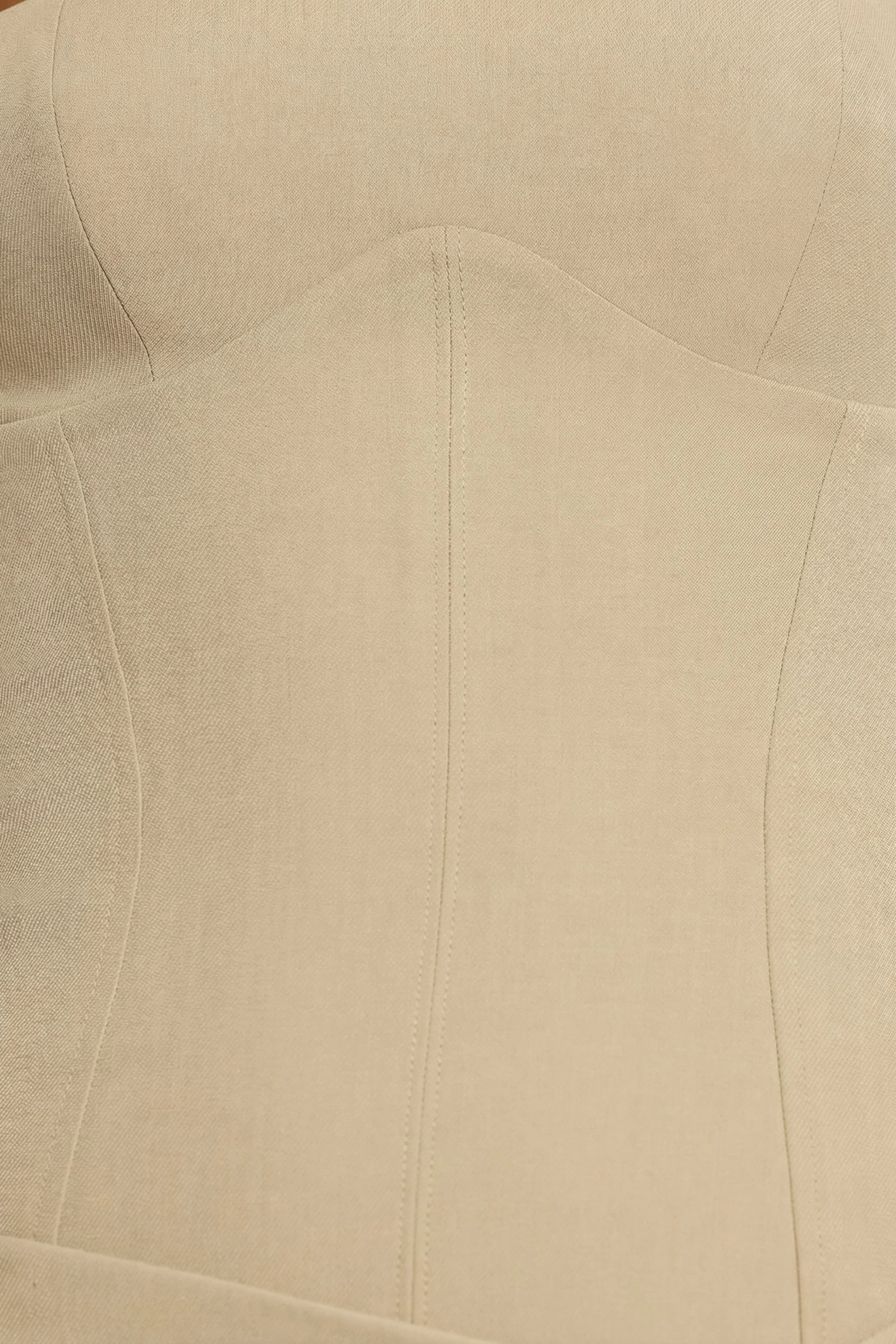 Woven Twill Wrap Over Pleated Mini Dress in Taupe - Image 8