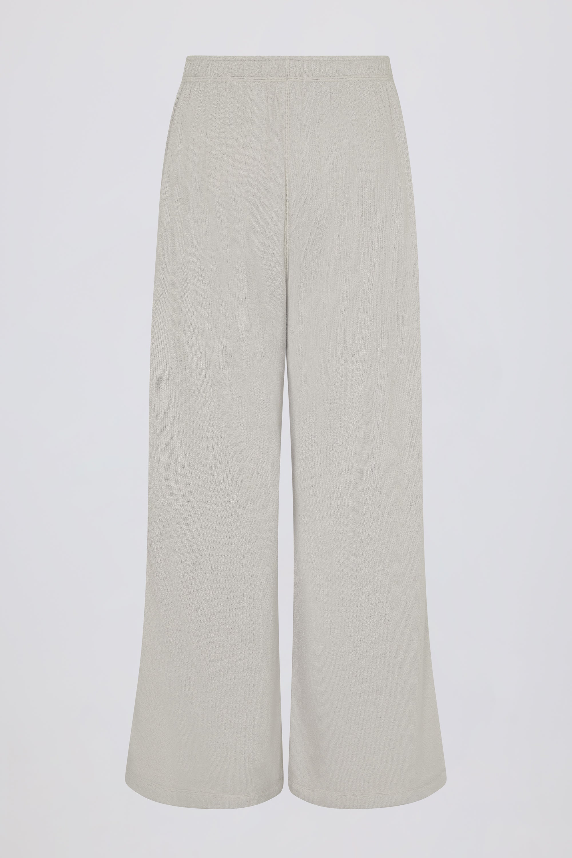 Textured Cotton Button Low-Rise Wide-Leg Joggers in Light Grey - Image 5