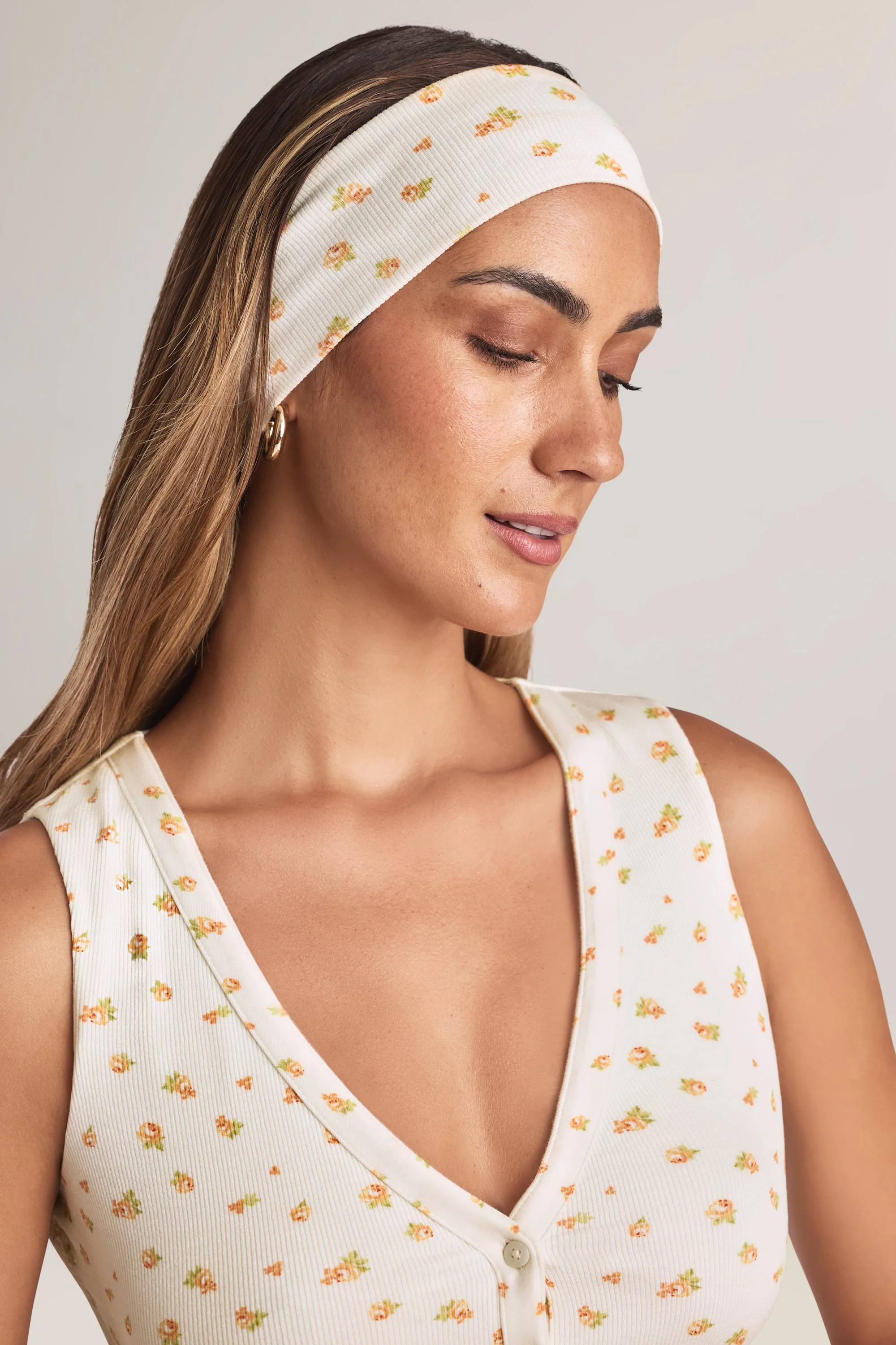 Modal Ribbed Headband in Floral Print - Image 2