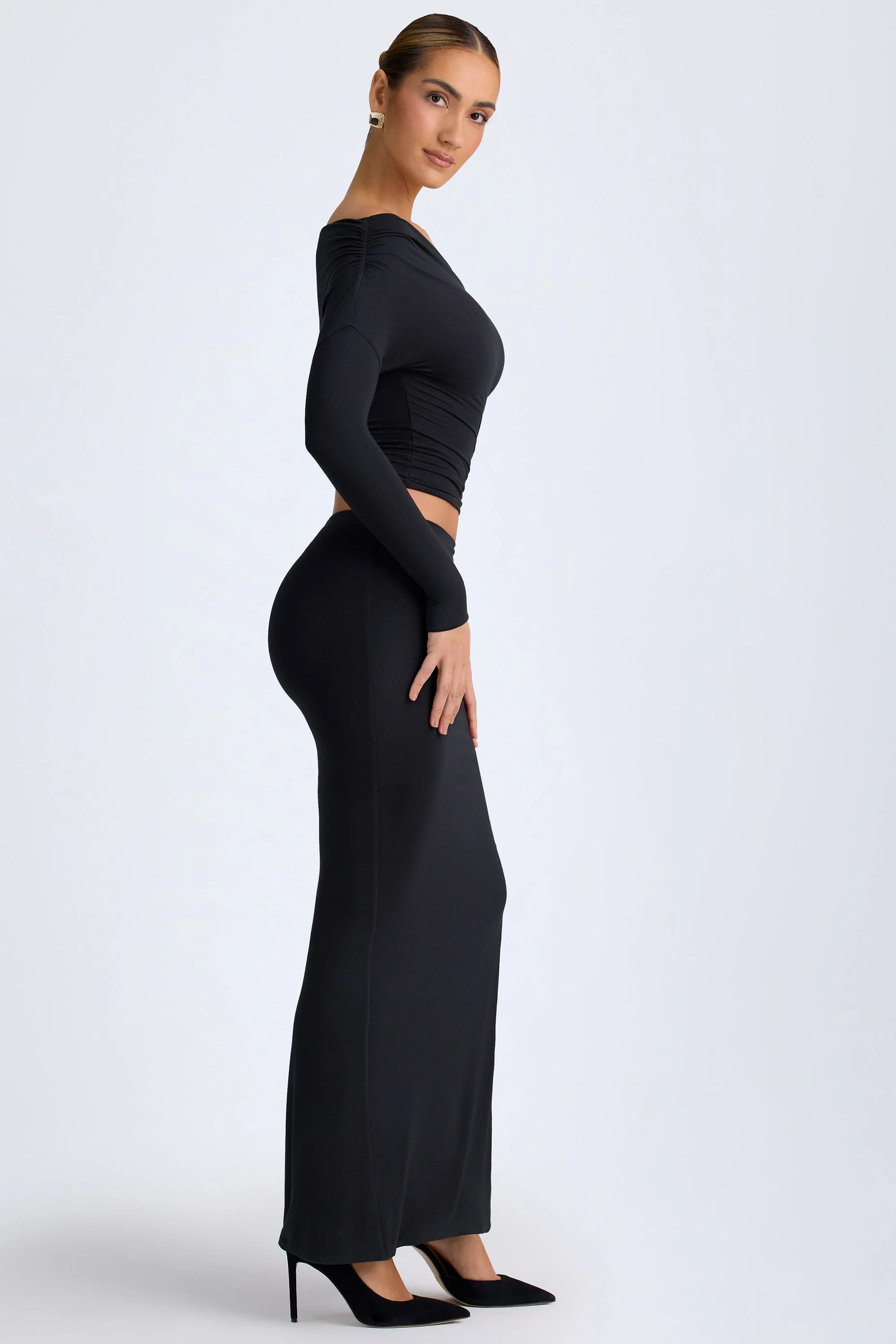 Modal Low-Rise Maxi Skirt in Black - Image 7