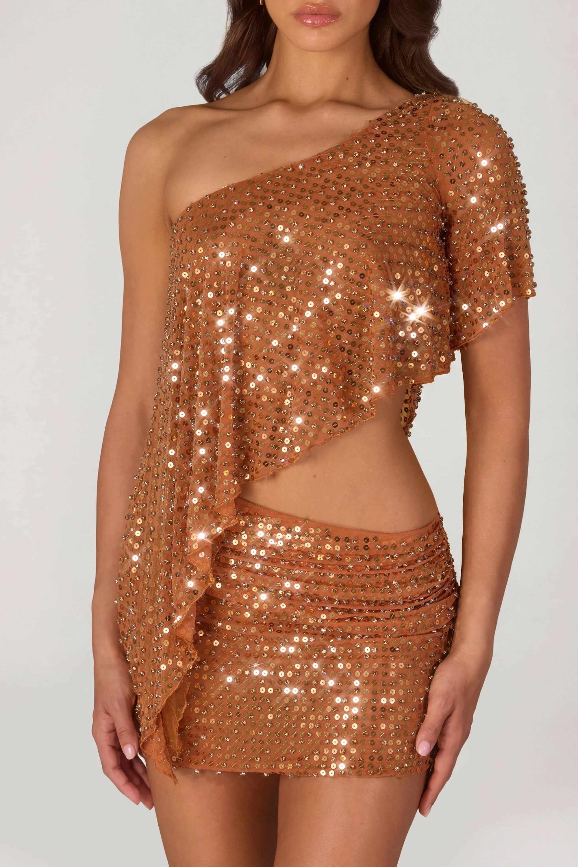 Embellished Micro Mini Skirt in Bronze - Image 5