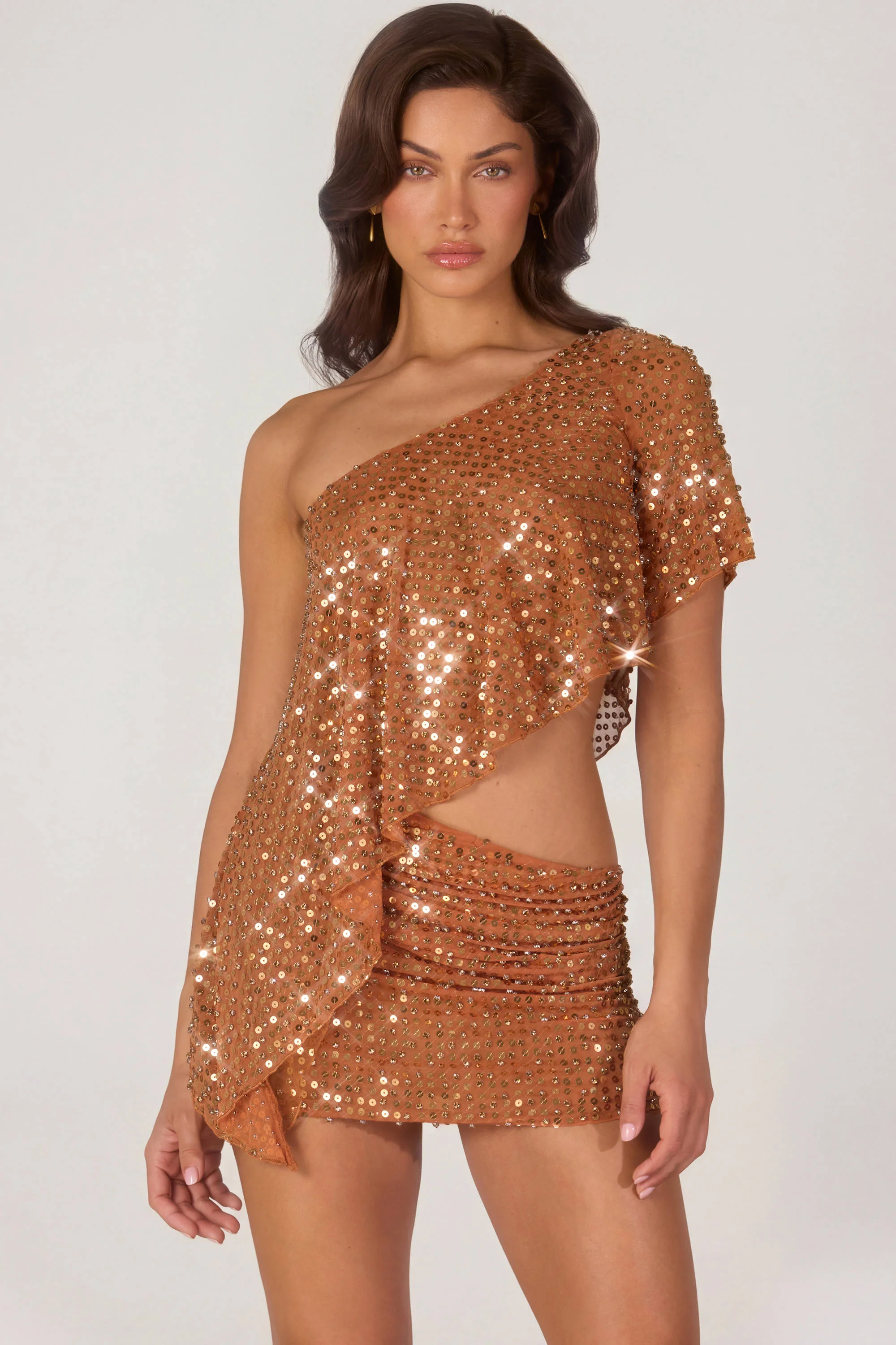 Embellished Micro Mini Skirt in Bronze - Image 6