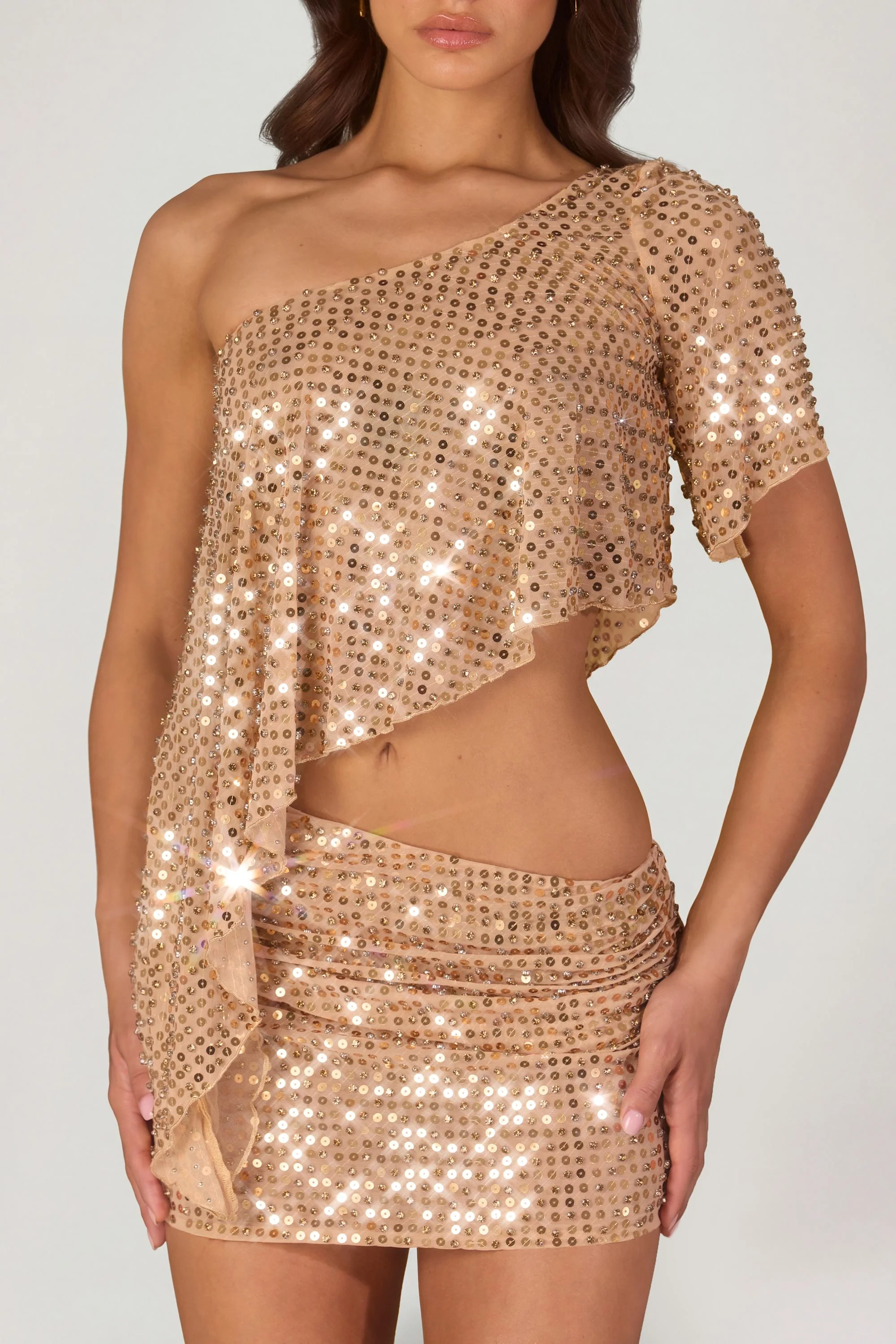 Embellished Micro Mini Skirt in Gold - Image 4