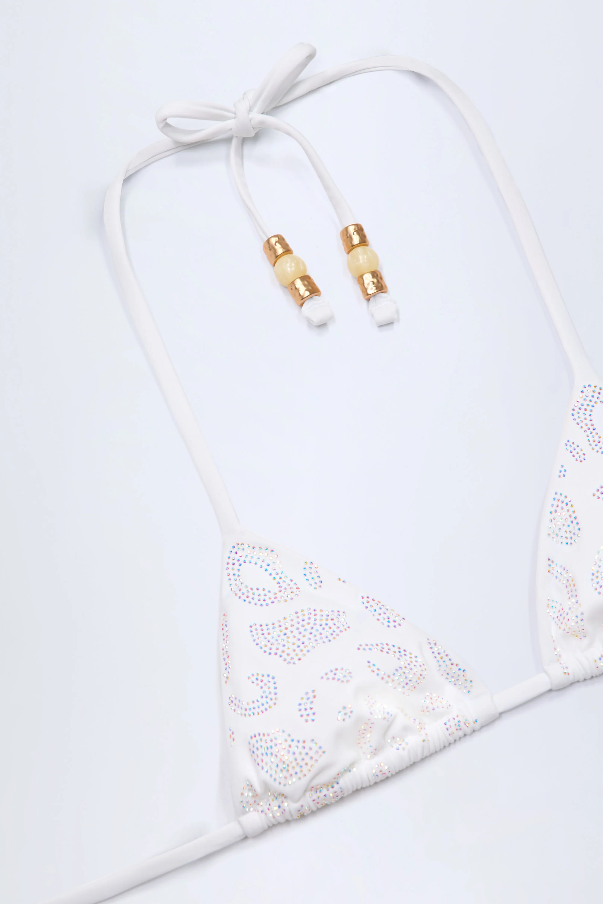 Charm-Detail Triangle Bikini Top in White - Image 6