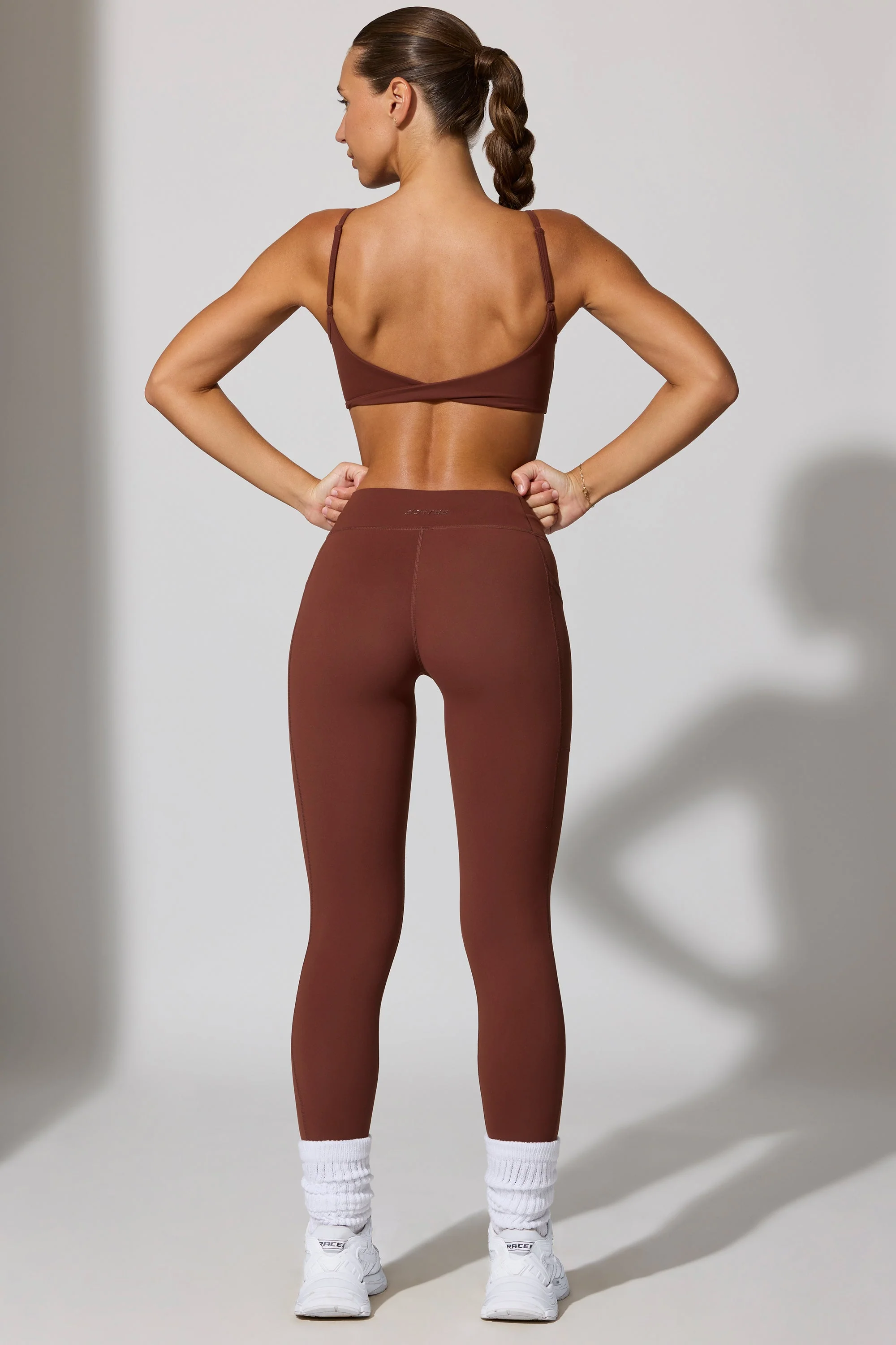 Full Length Leggings with Pockets in Brown - Image 2