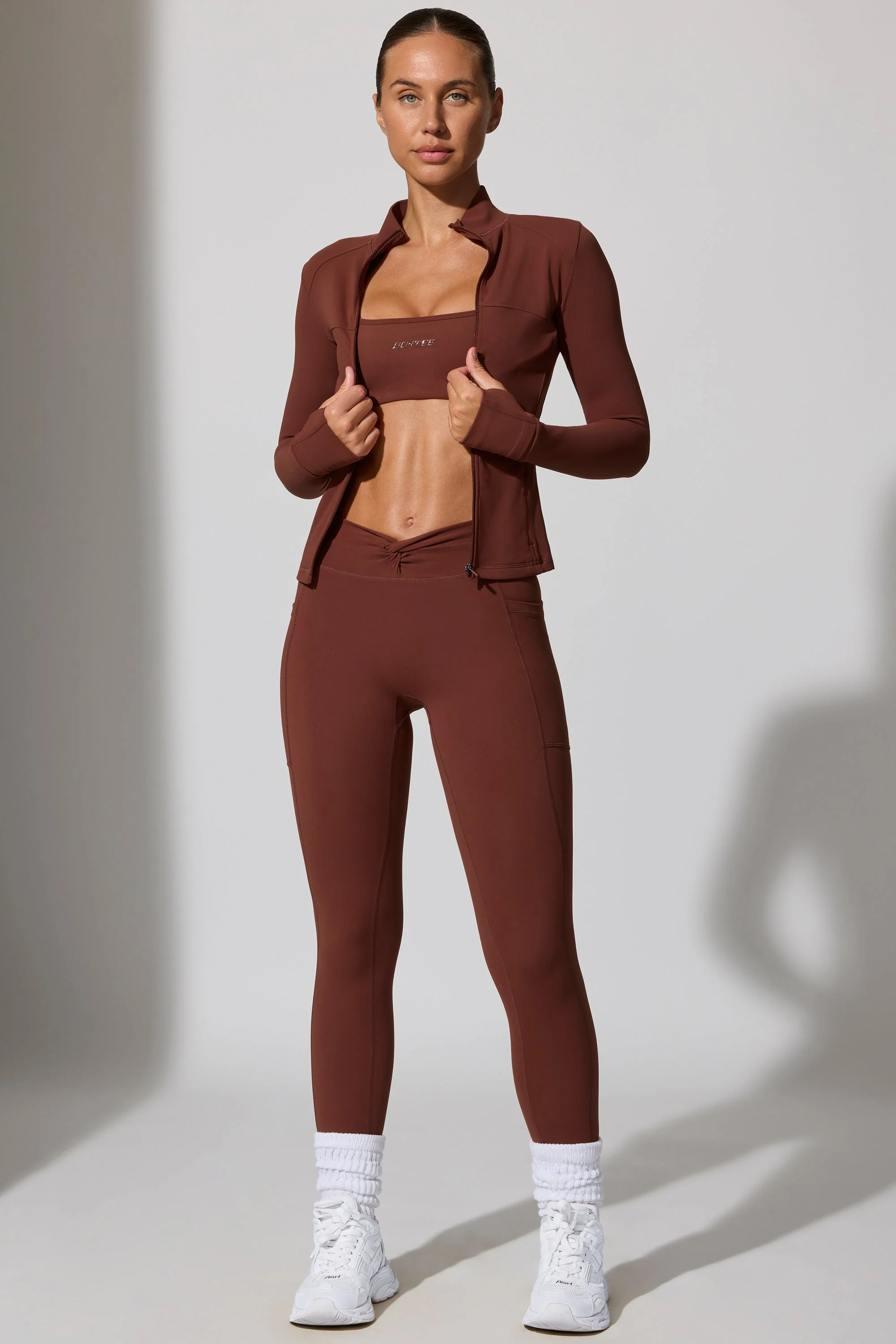 Full Length Leggings with Pockets in Brown - Image 6