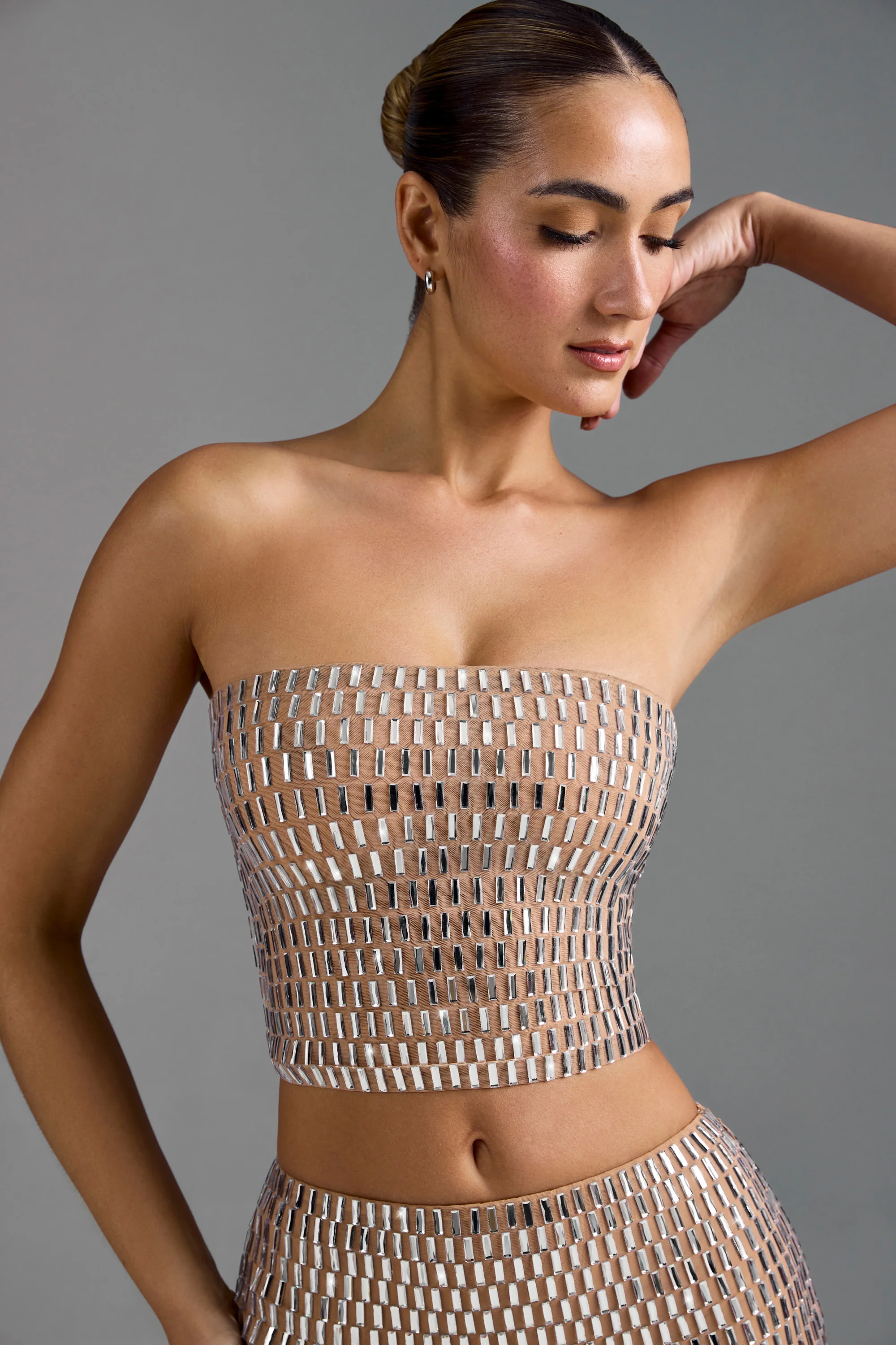 Embellished Bandeau Top in Almond - Image 7