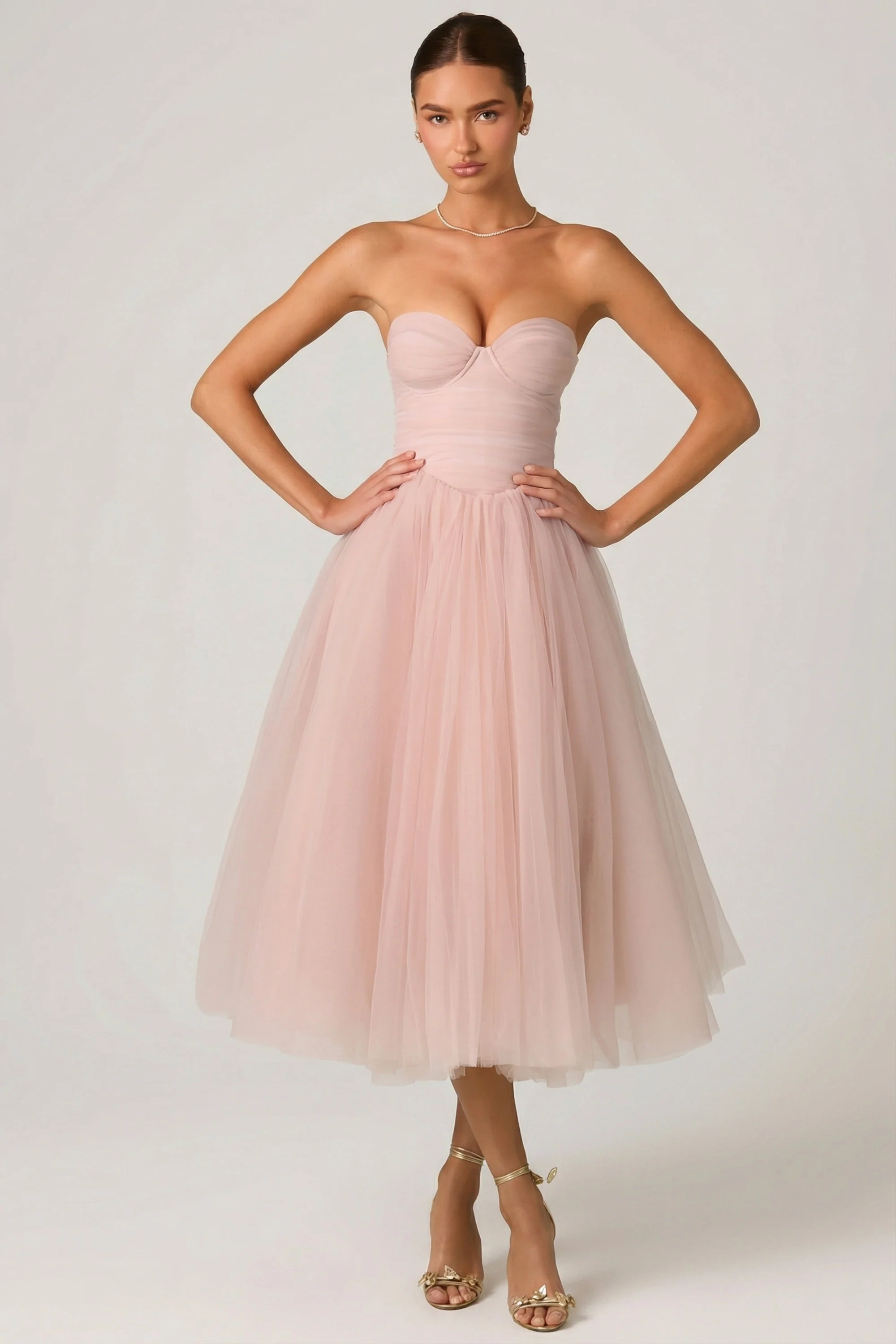 Tulle Corset Midaxi Dress in Dusty Rose - Image 8