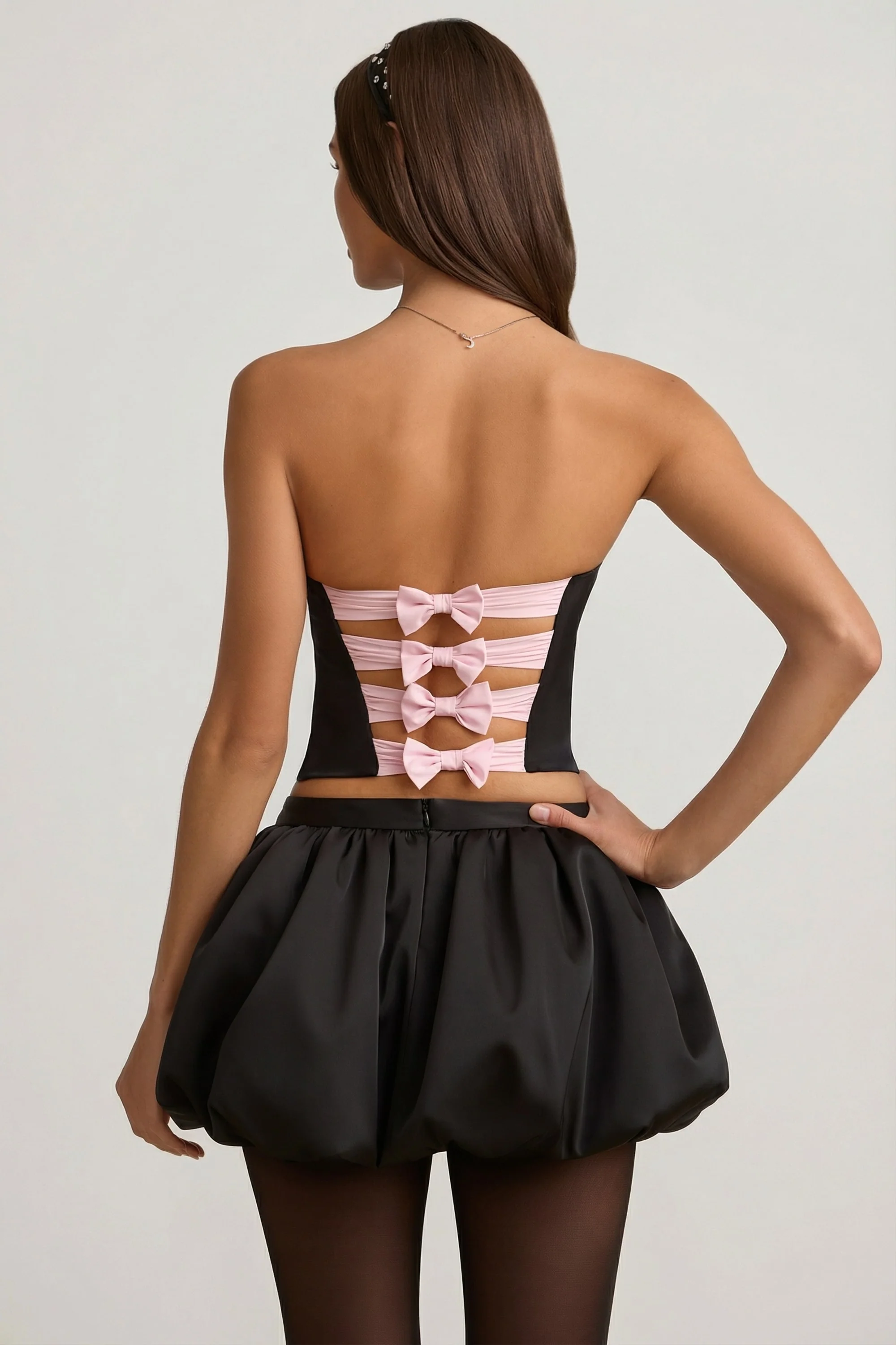 Bubble Hem Mid-Rise Mini Skirt in Black - Image 2