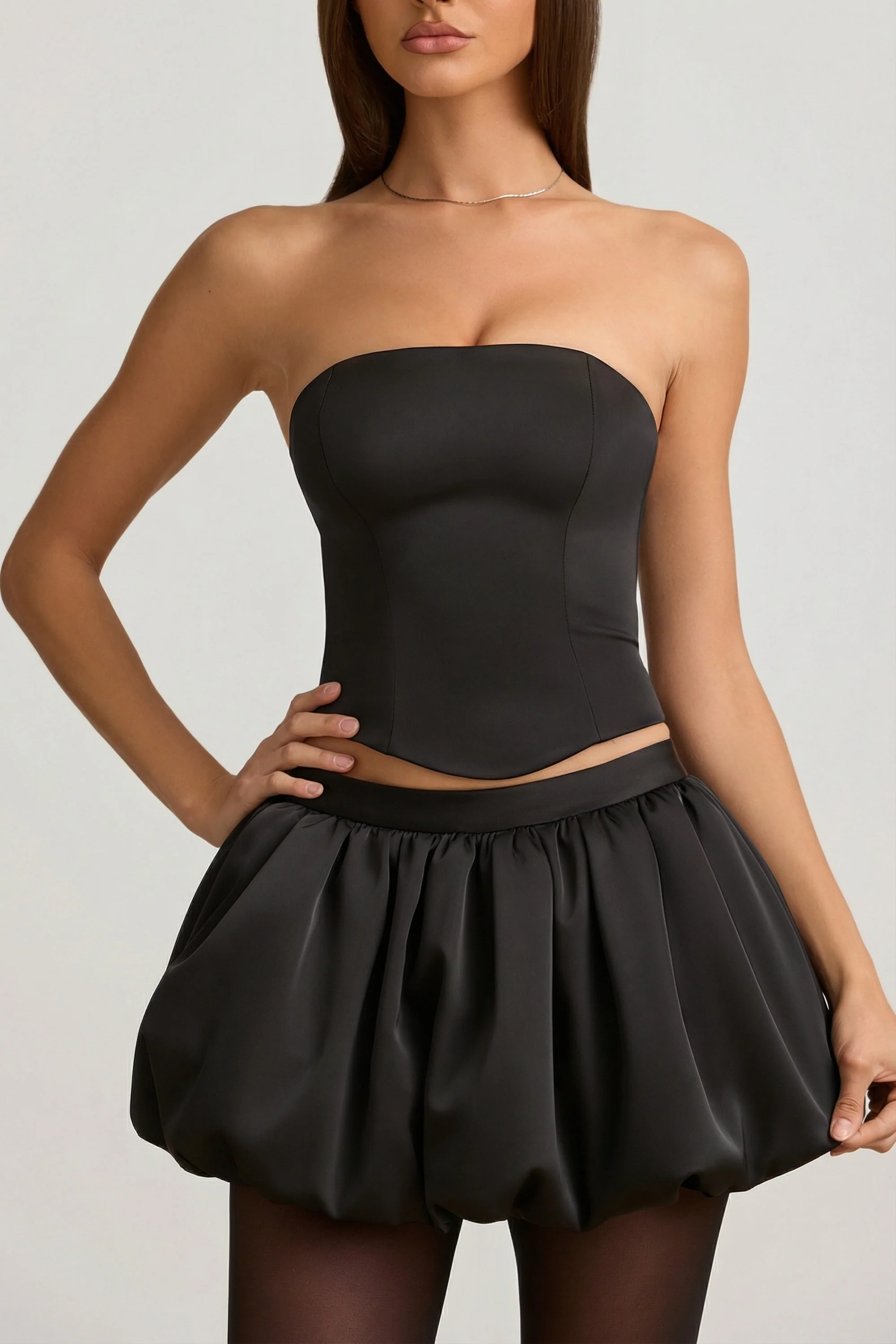 Bubble Hem Mid-Rise Mini Skirt in Black - Image 5