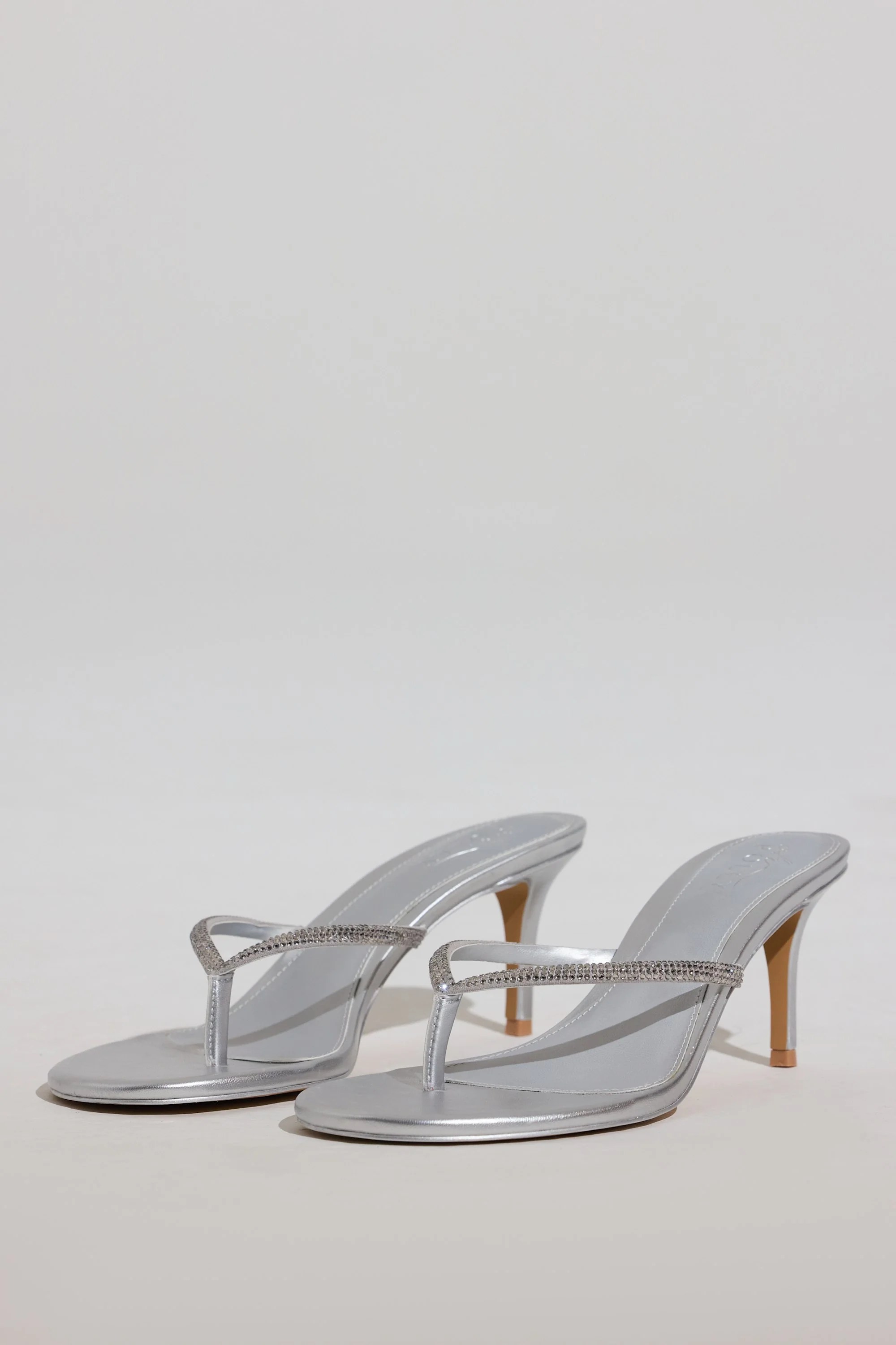 Heeled Sandal in Silver