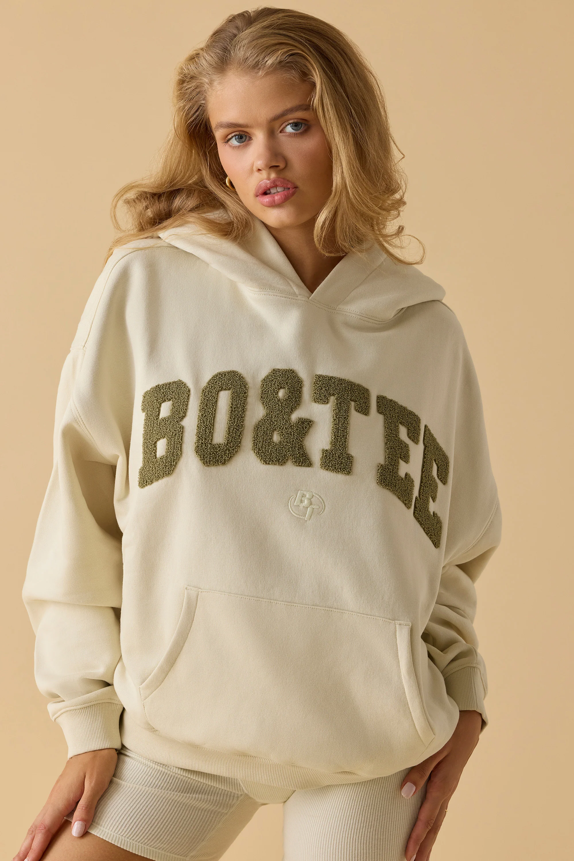 Oversized Hooded Sweatshirt in Bone - Image 5