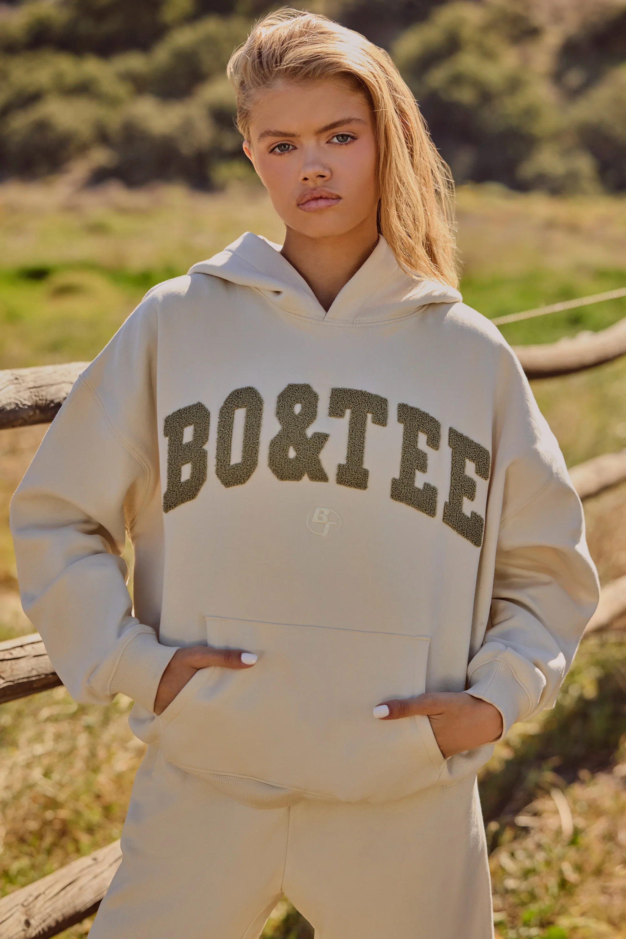 Oversized Hooded Sweatshirt in Bone - Image 6