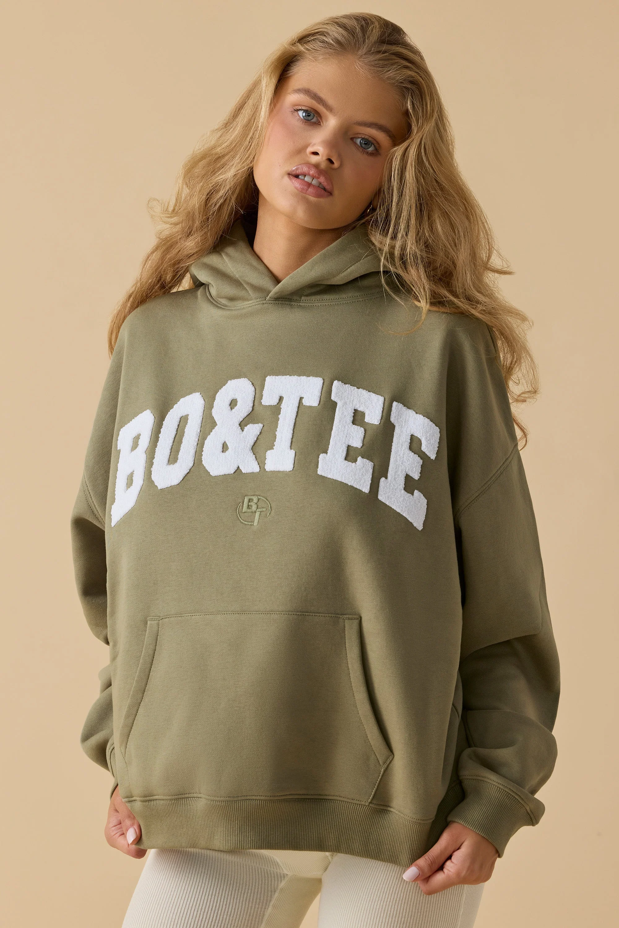 Oversized Hooded Sweatshirt in Soft Olive - Image 5