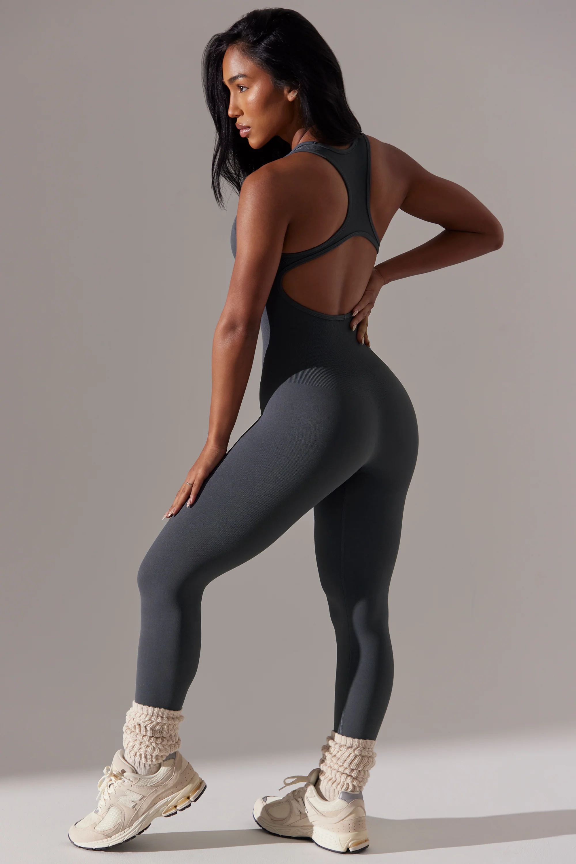 Full Length Cut-Out Jumpsuit in Grey - Image 8