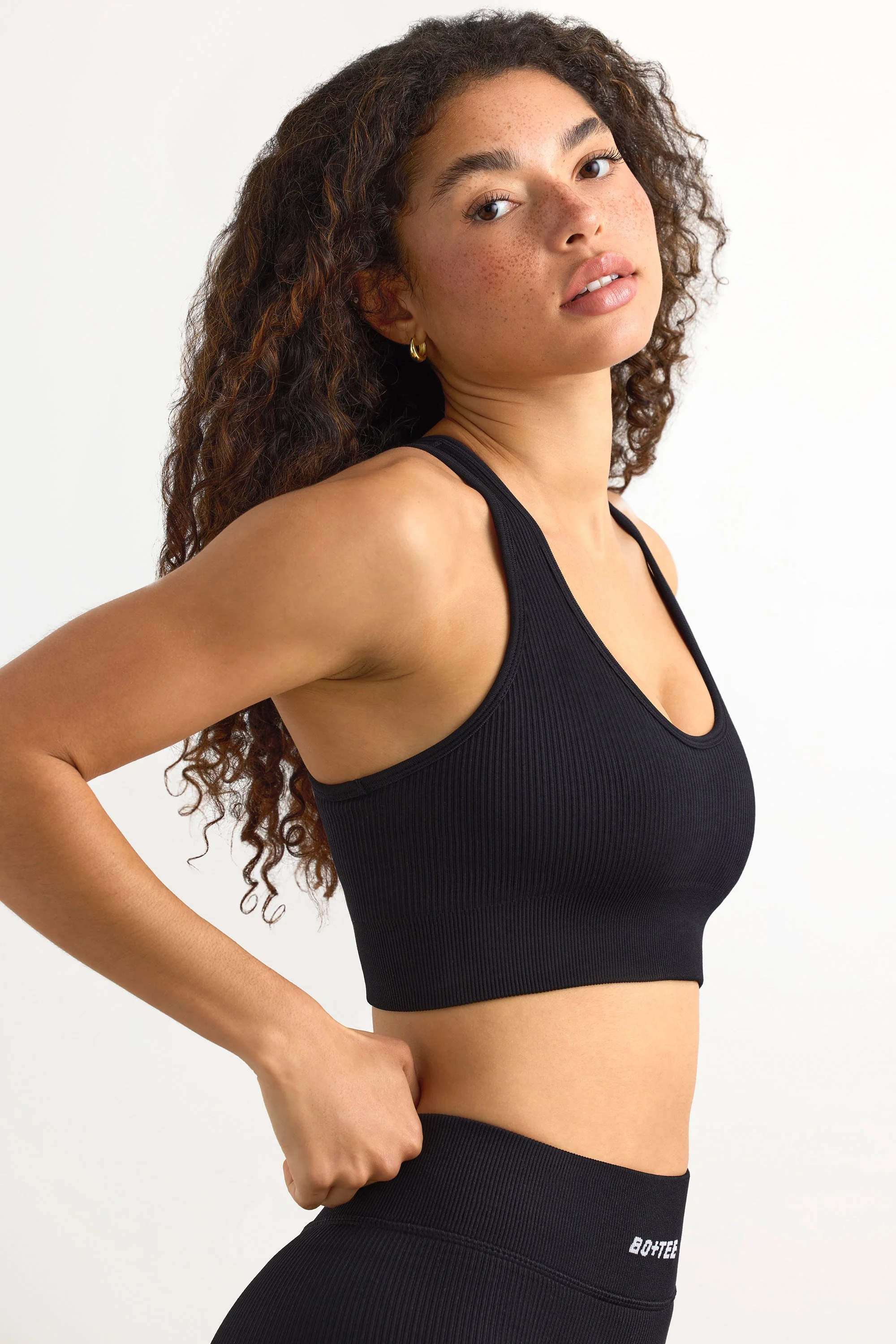 FlexiRib Racerback Sports Bra in Black - Image 3