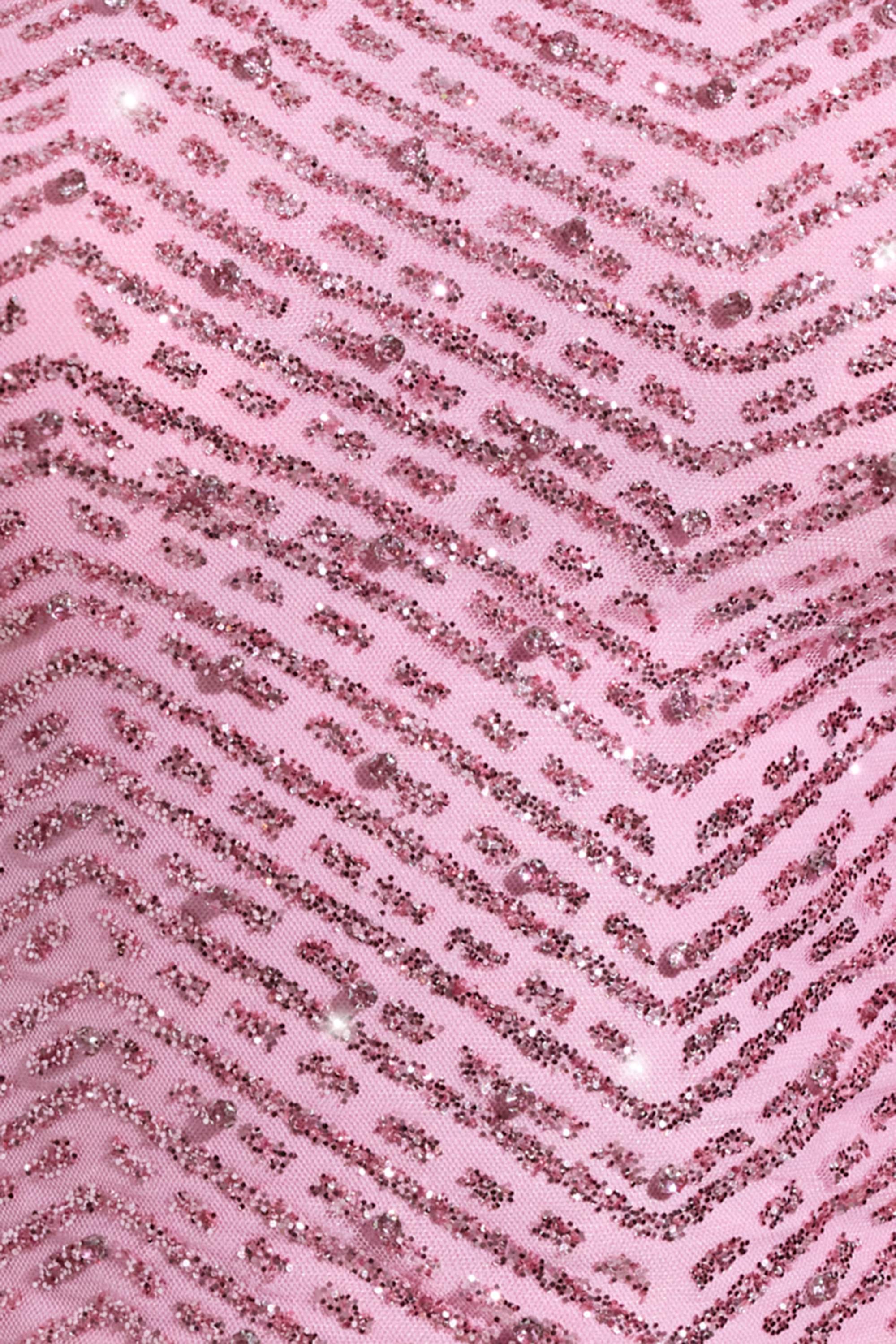 Embellished Asymmetric Scarf-Detail Top in Pink - Image 7