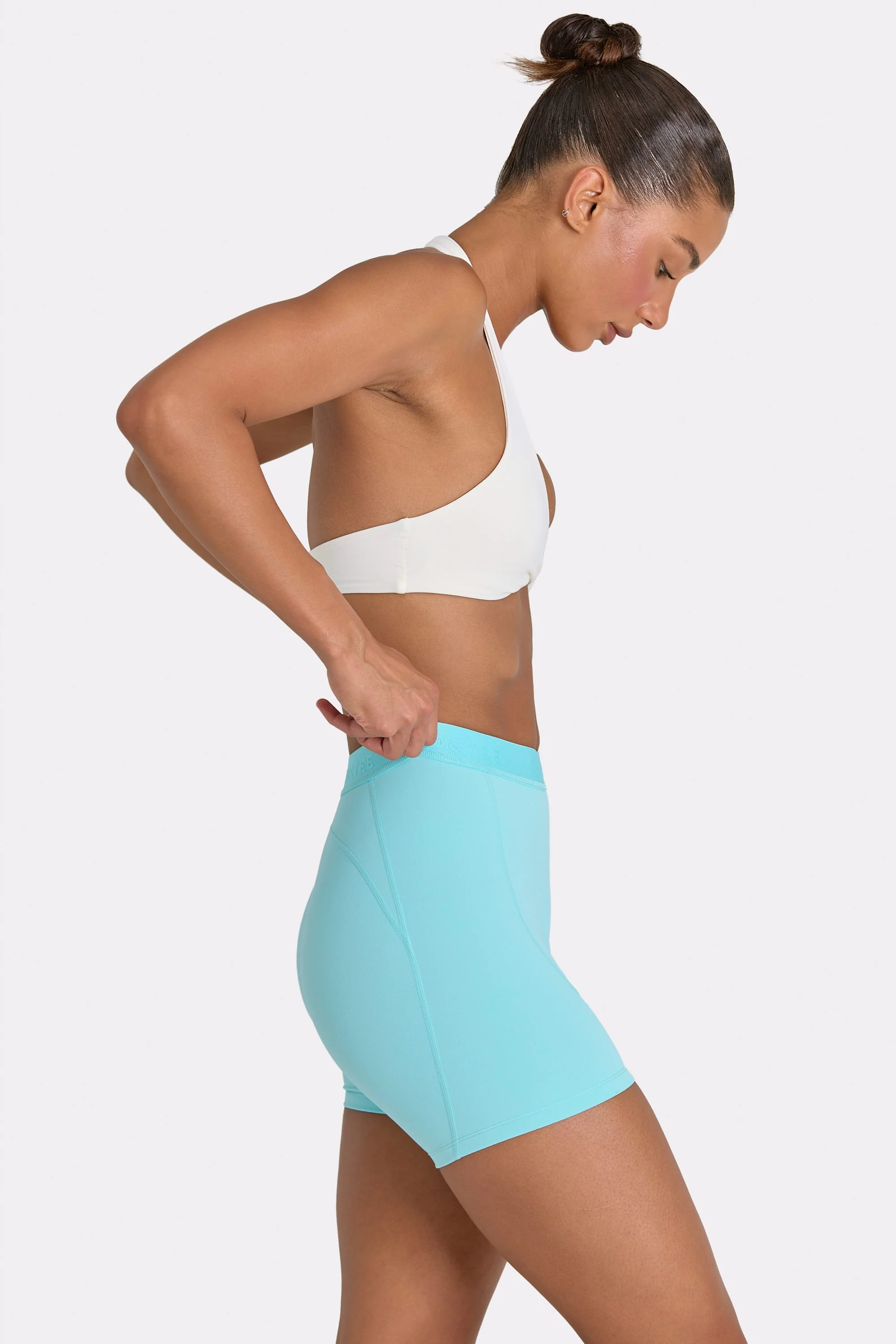 Soft Active Mini Shorts in Aqua - Image 3