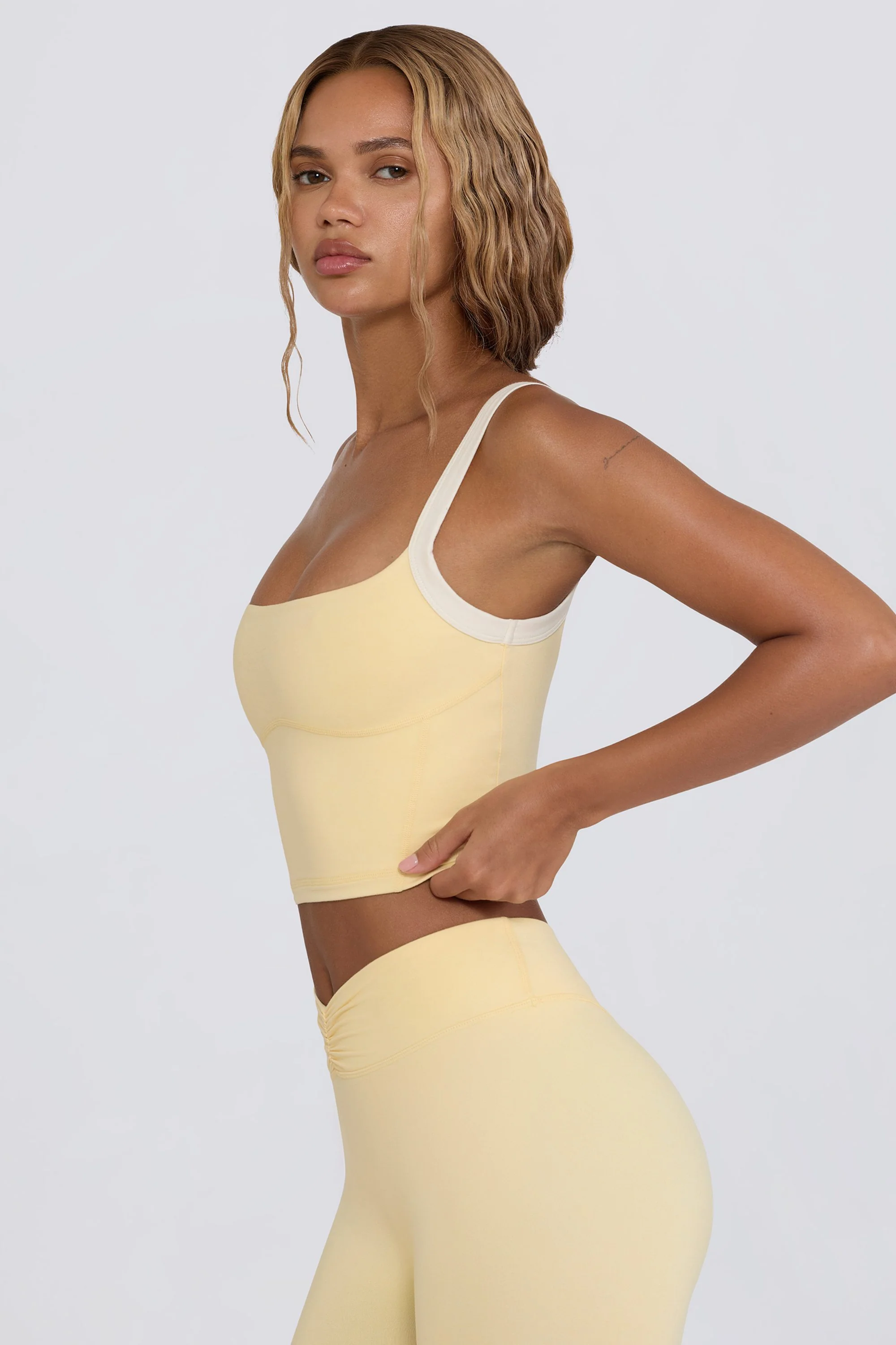 Cropped Tank Top in Lemon Marl - Image 11