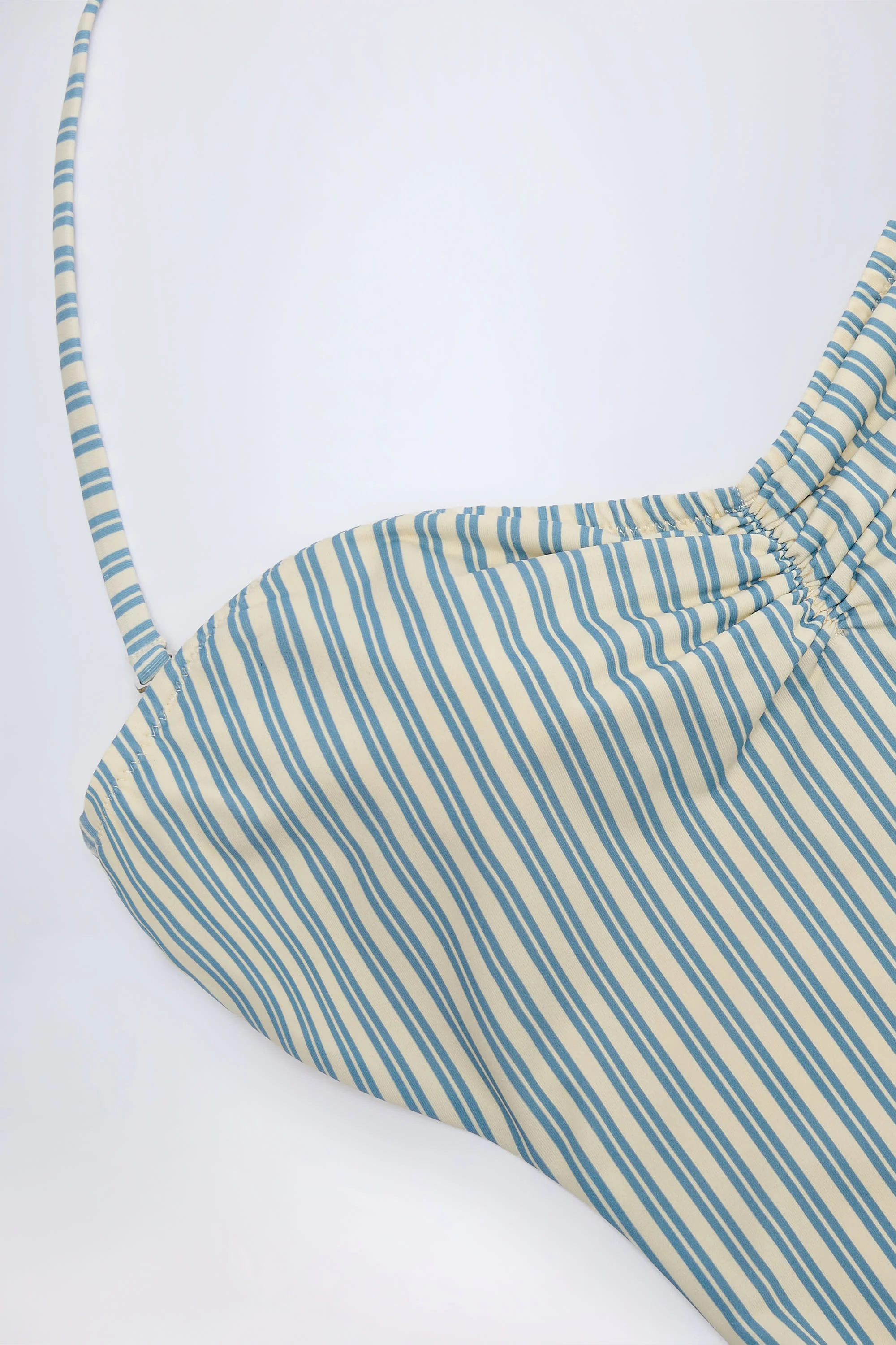 Cut-Out Halterneck Swimsuit in Teal Double Stripe - Image 4