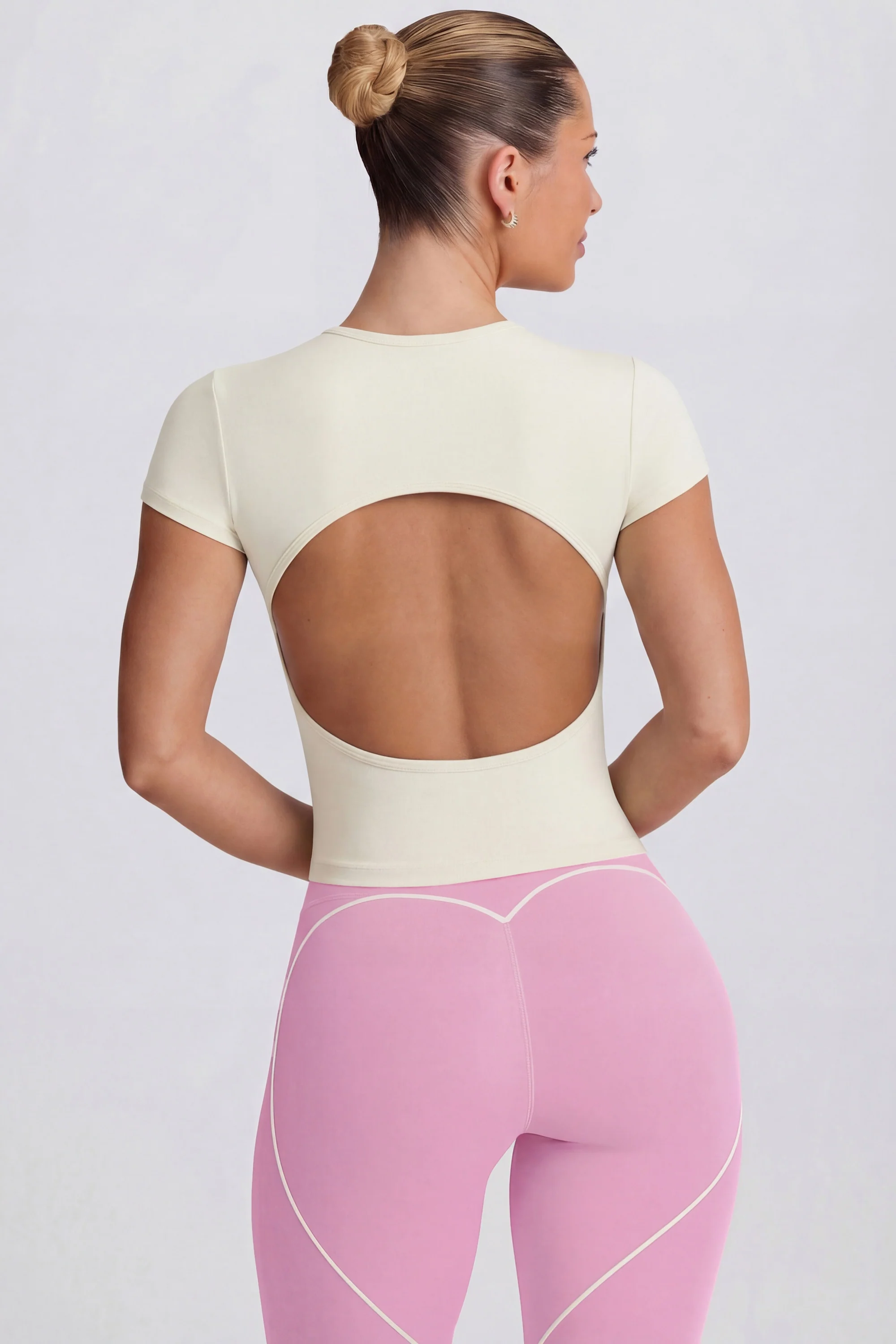 Cut-Out Longline T-Shirt in Oat - Image 2