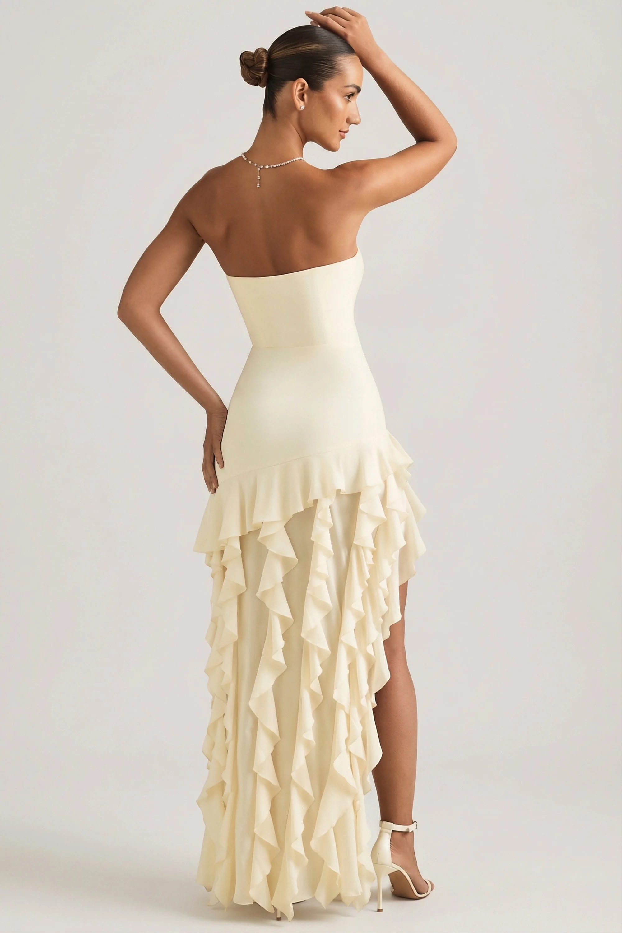 Ruffle-Trim Strapless Gown in Ivory - Image 5
